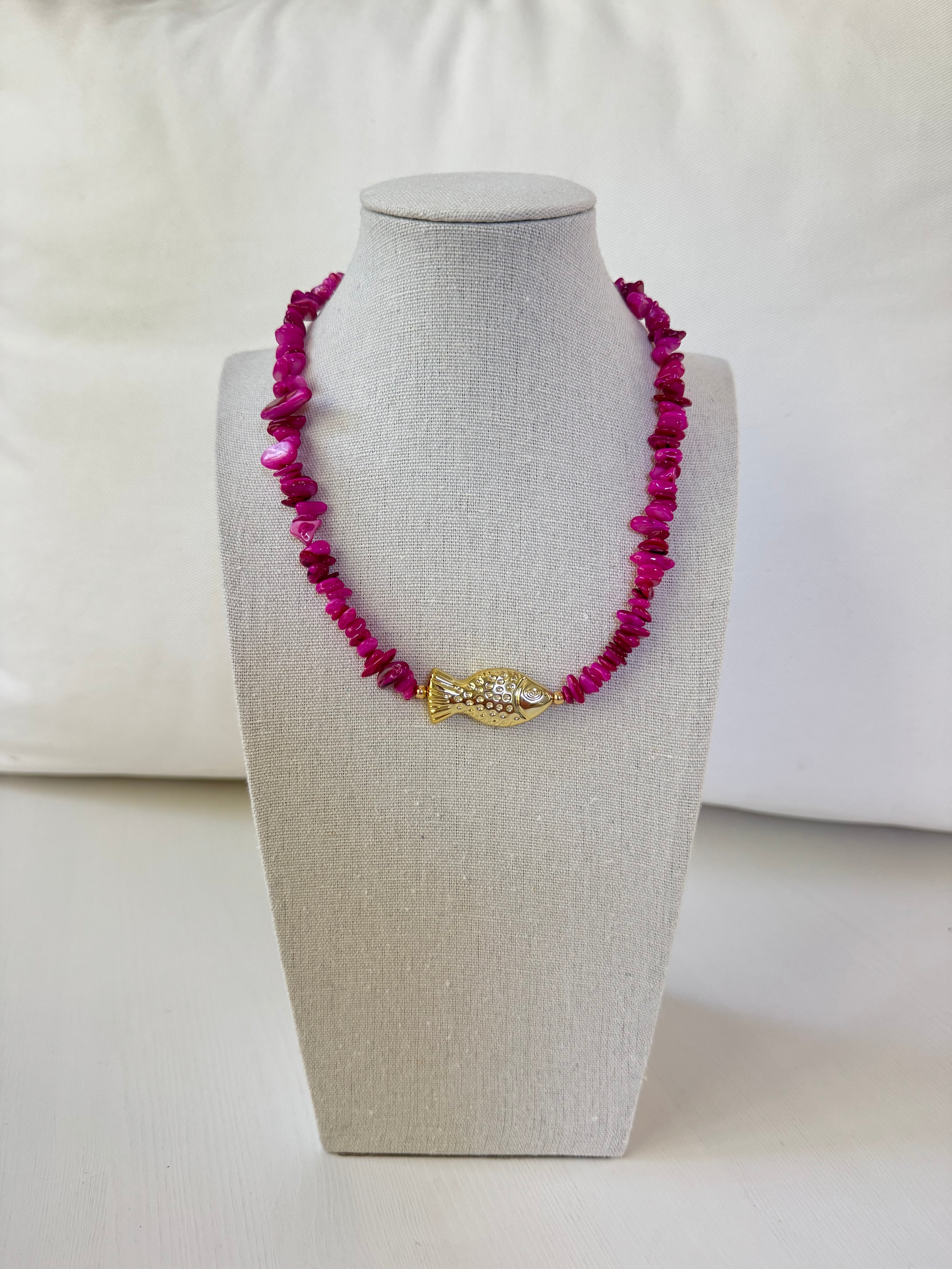 Fuchsia Fish Necklace