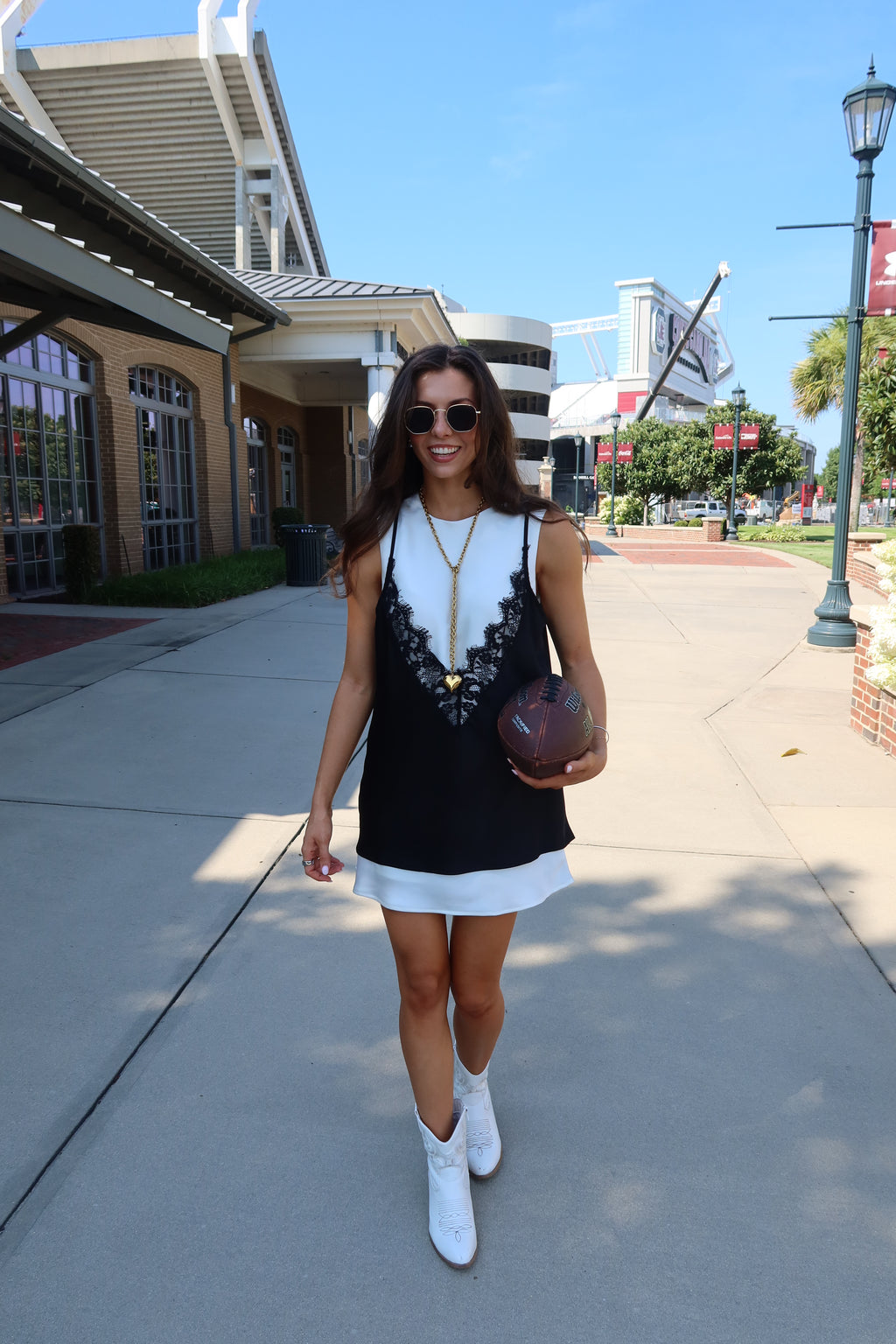 Downtown Mini Dress- White/Black