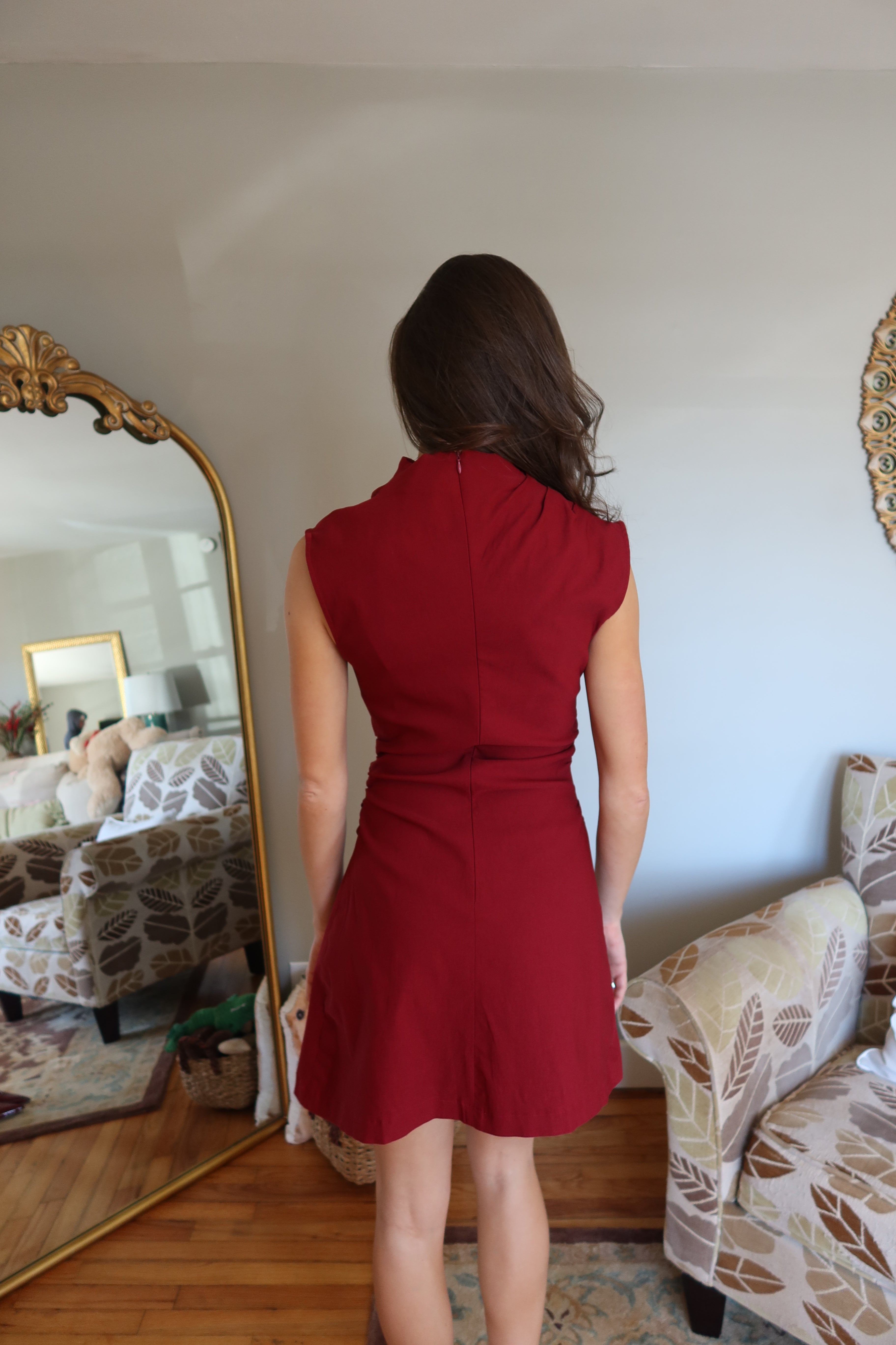 Merry Mockneck Mini Dress- Burgundy