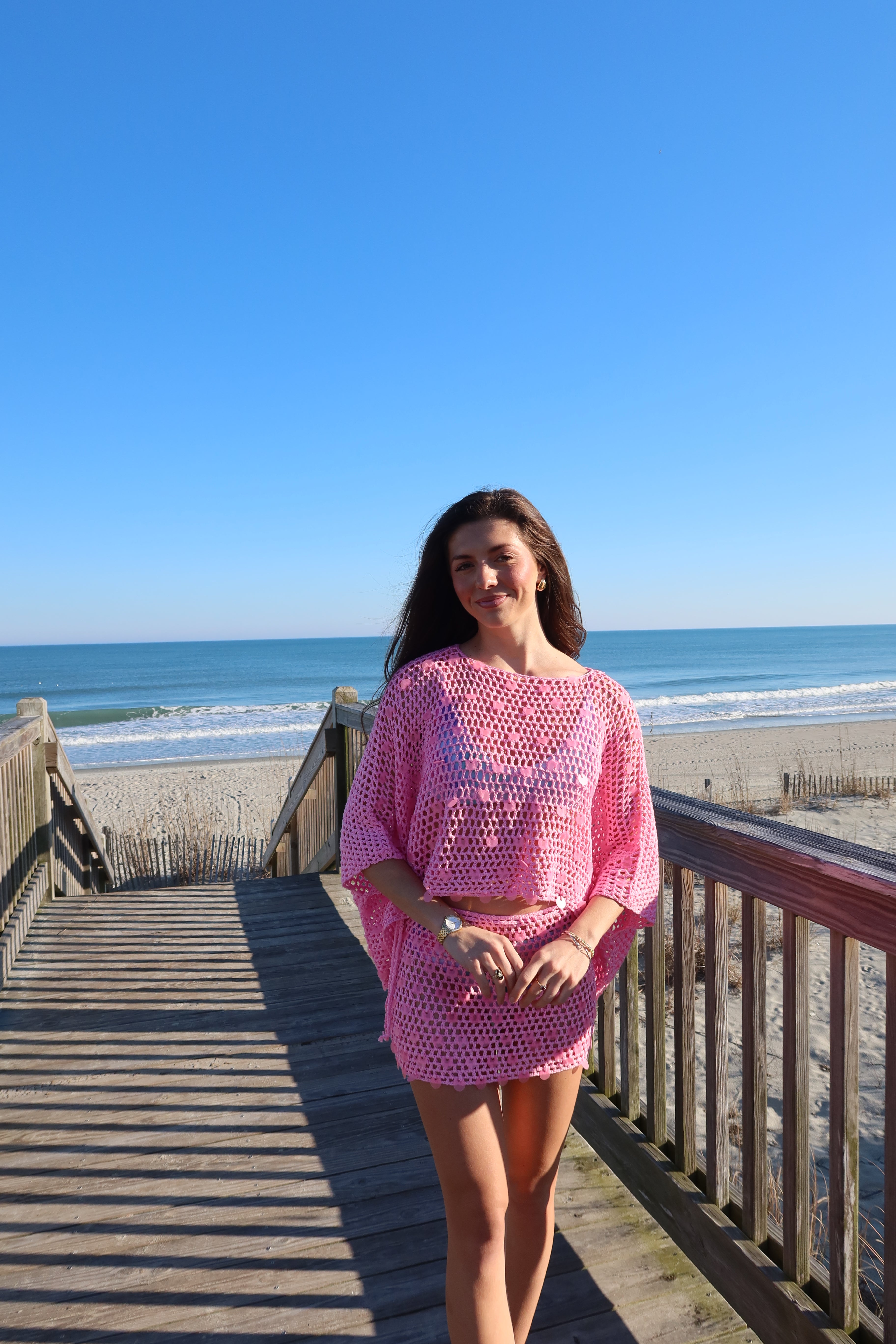 Pink Paradise Sequin Set Top- Pink