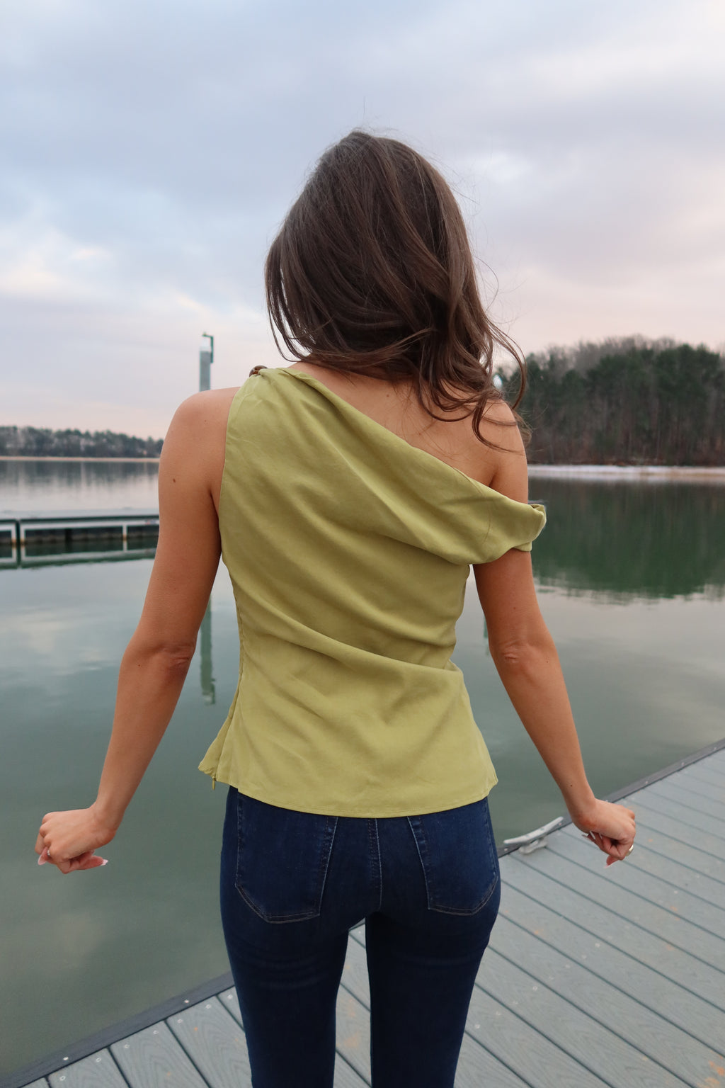Meadow Twisted Bead Top- Chartreuse