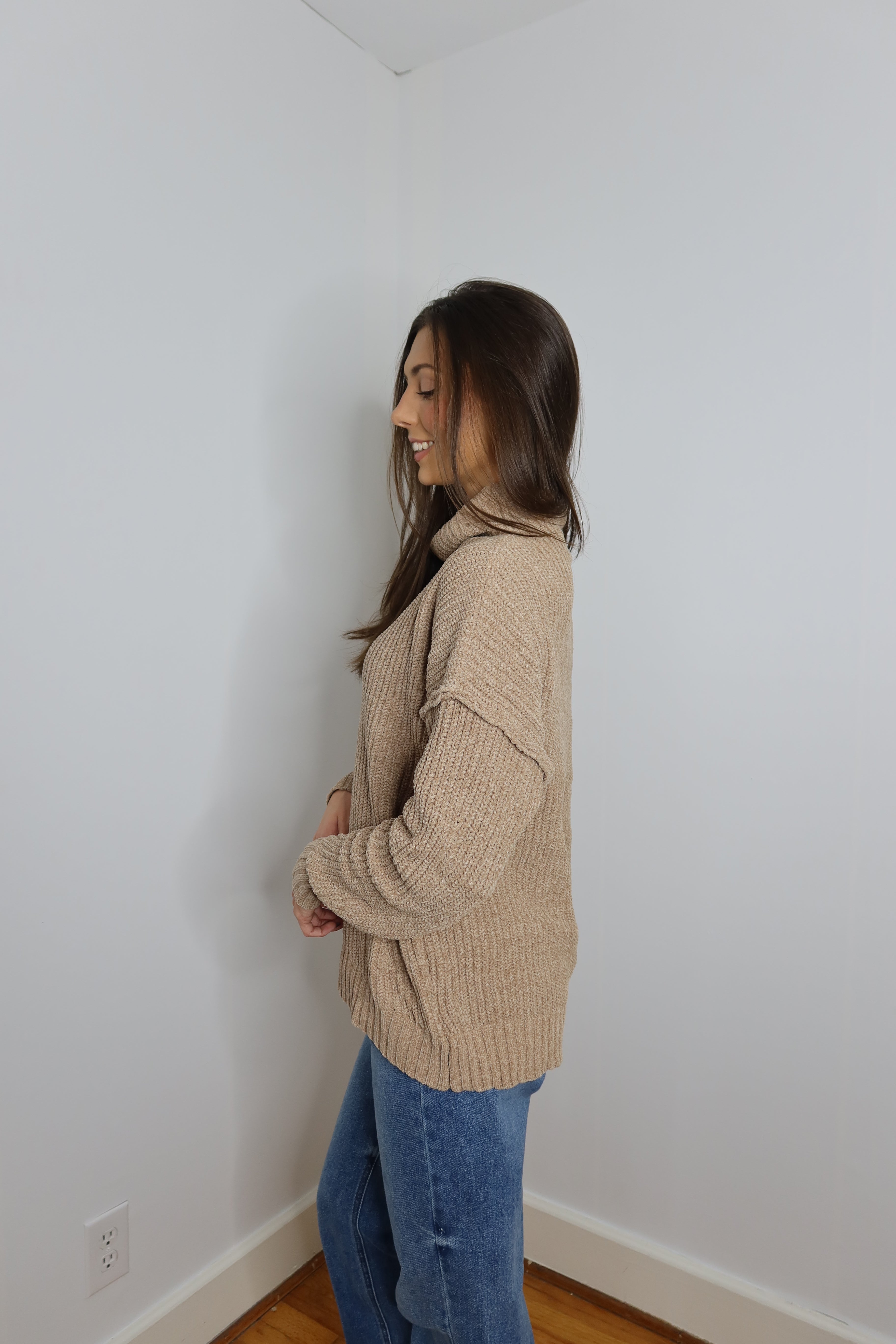 Sandy High Neck Sweater - Sand