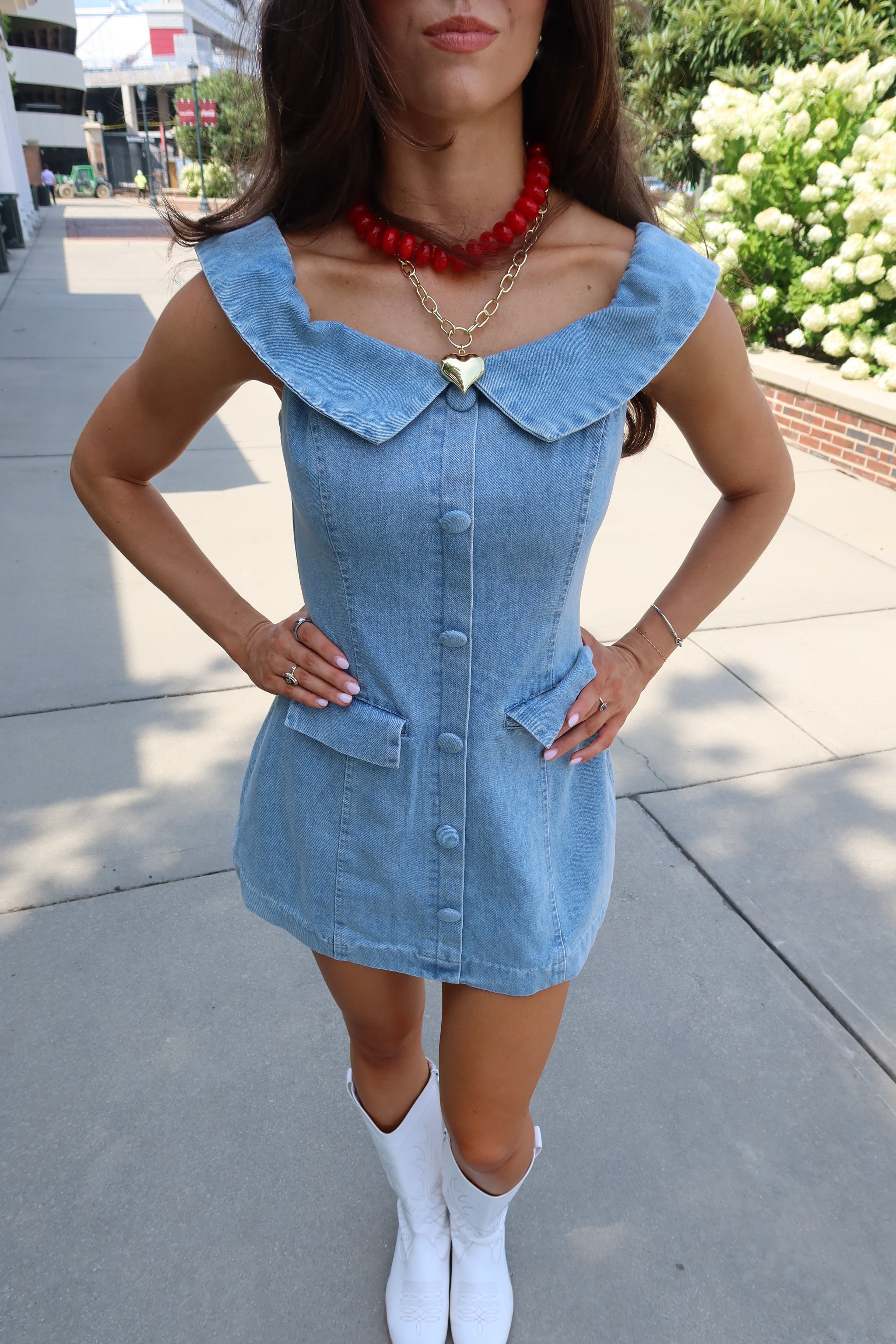 Bleacher Babe Denim Mini Dress- Denim
