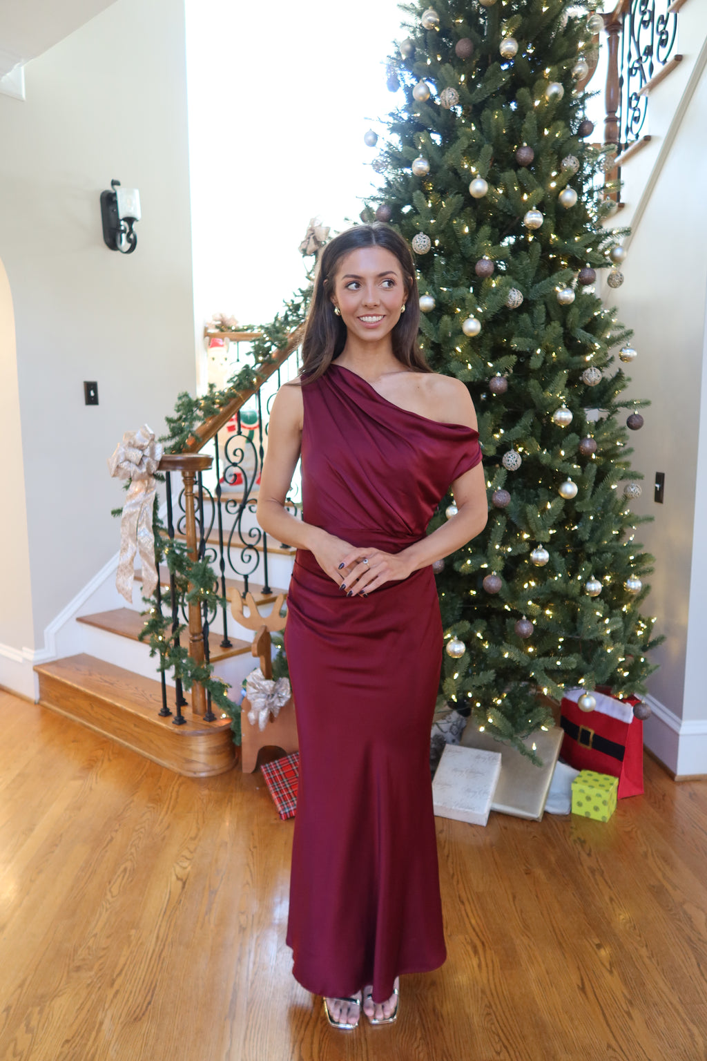 Selena One Shoulder Maxi Dress- Wine