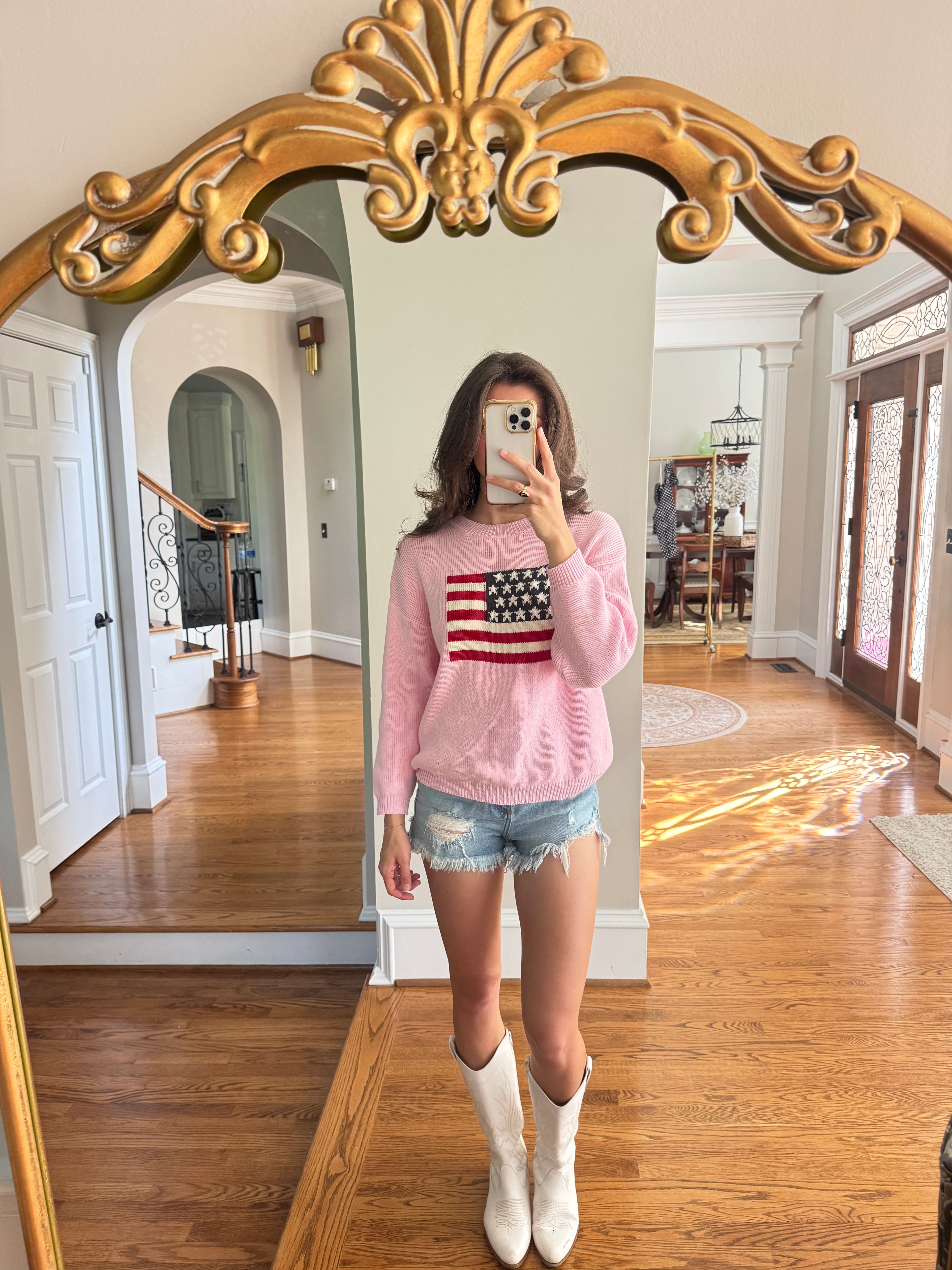 American Girl Flag Sweater- Pink