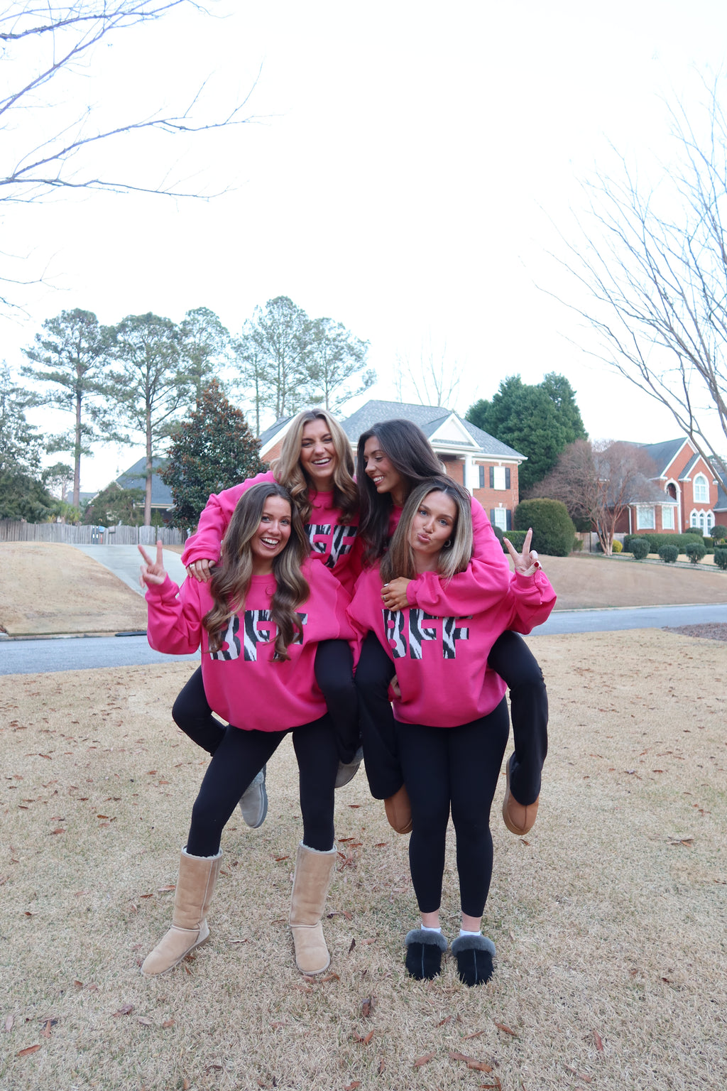 Zebra BFF Sweatshirt- Hot Pink