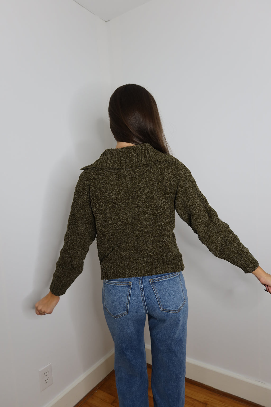 Janie Collar Cardigan- Olive