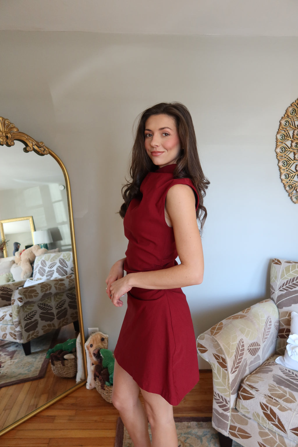 Merry Mockneck Mini Dress- Burgundy