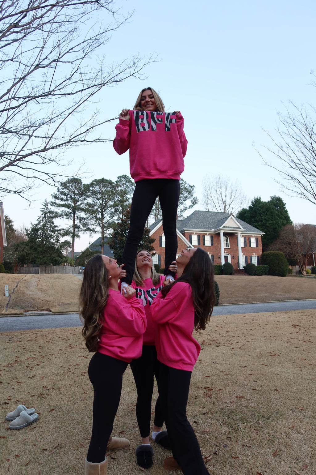 Zebra BFF Sweatshirt- Hot Pink