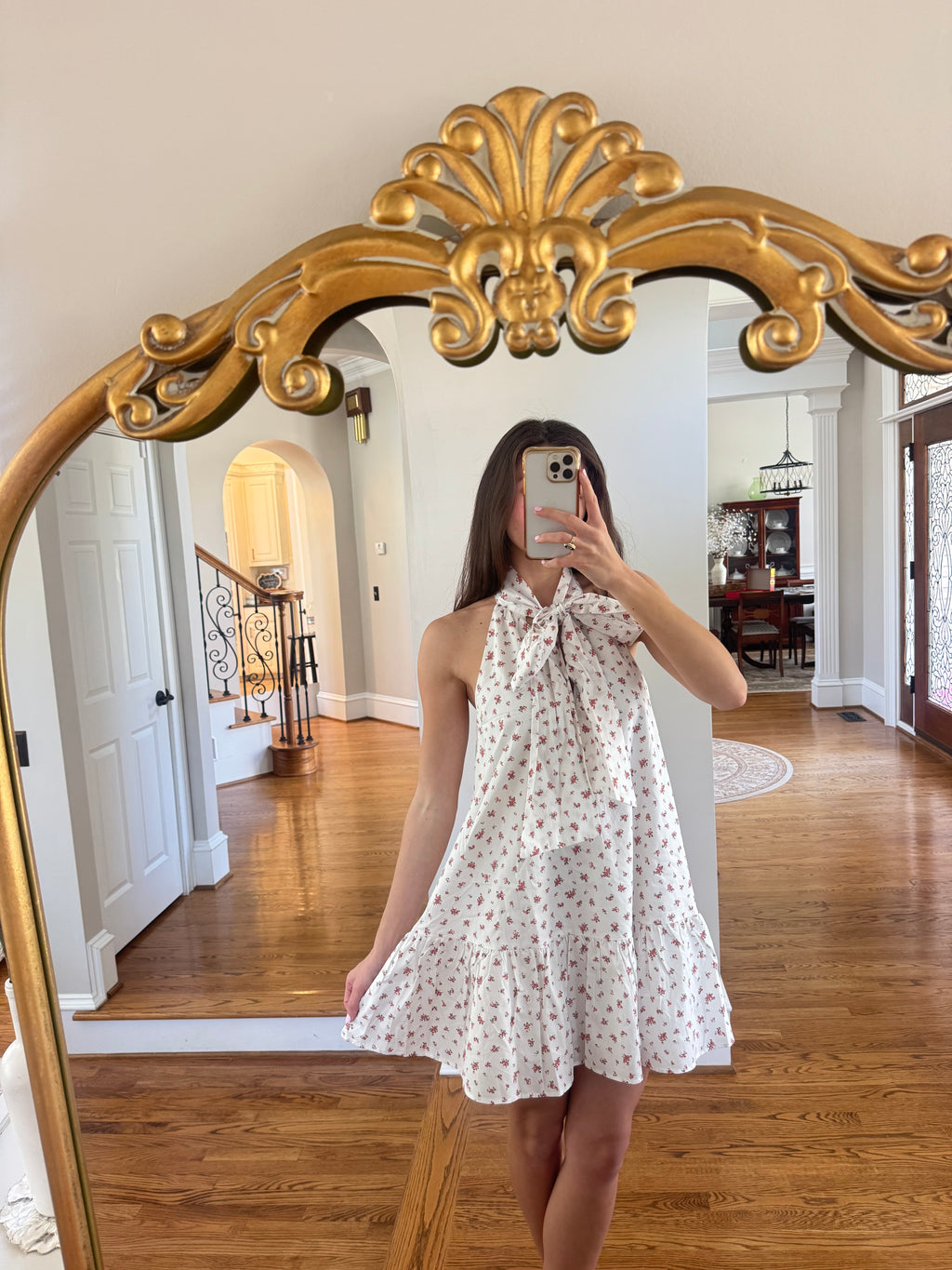 Pink Prairie Floral Dress- Off White/Pink