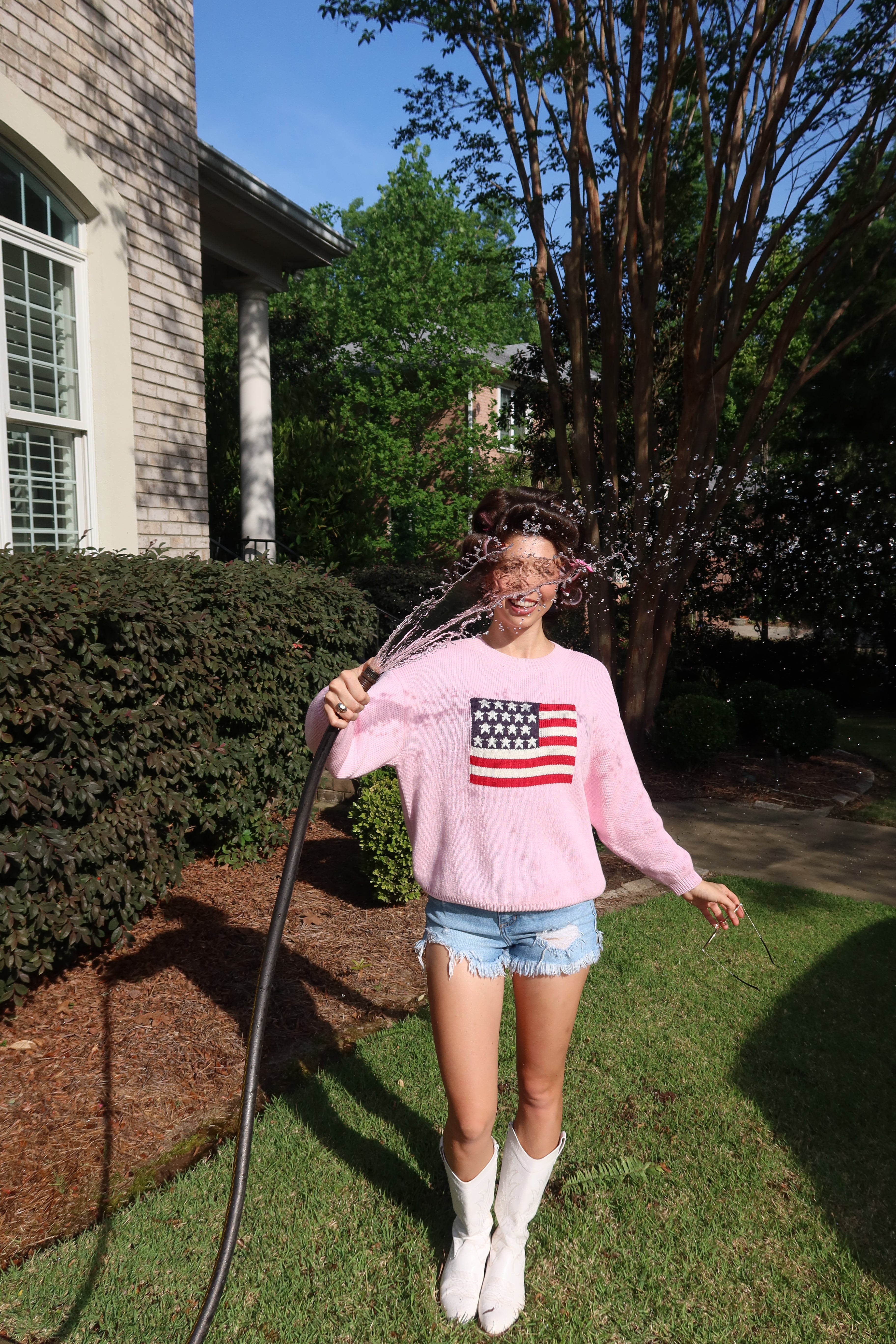 American Girl Flag Sweater- Pink
