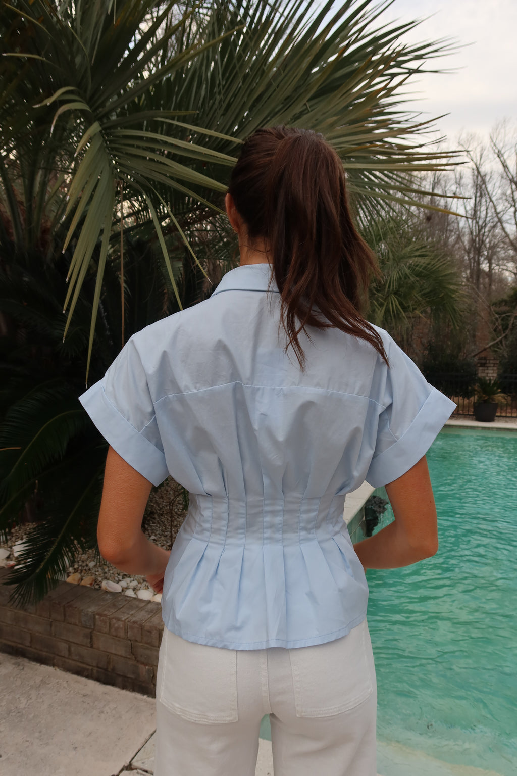 Willow Waist Top- Sky Blue