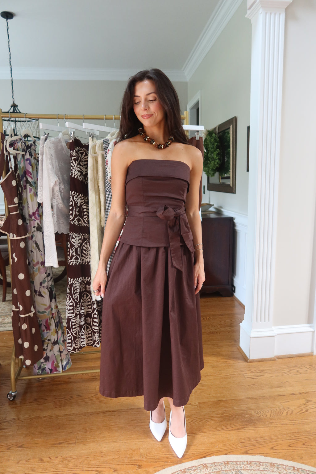 Cinnamon Sugar Midi Dress- Brown