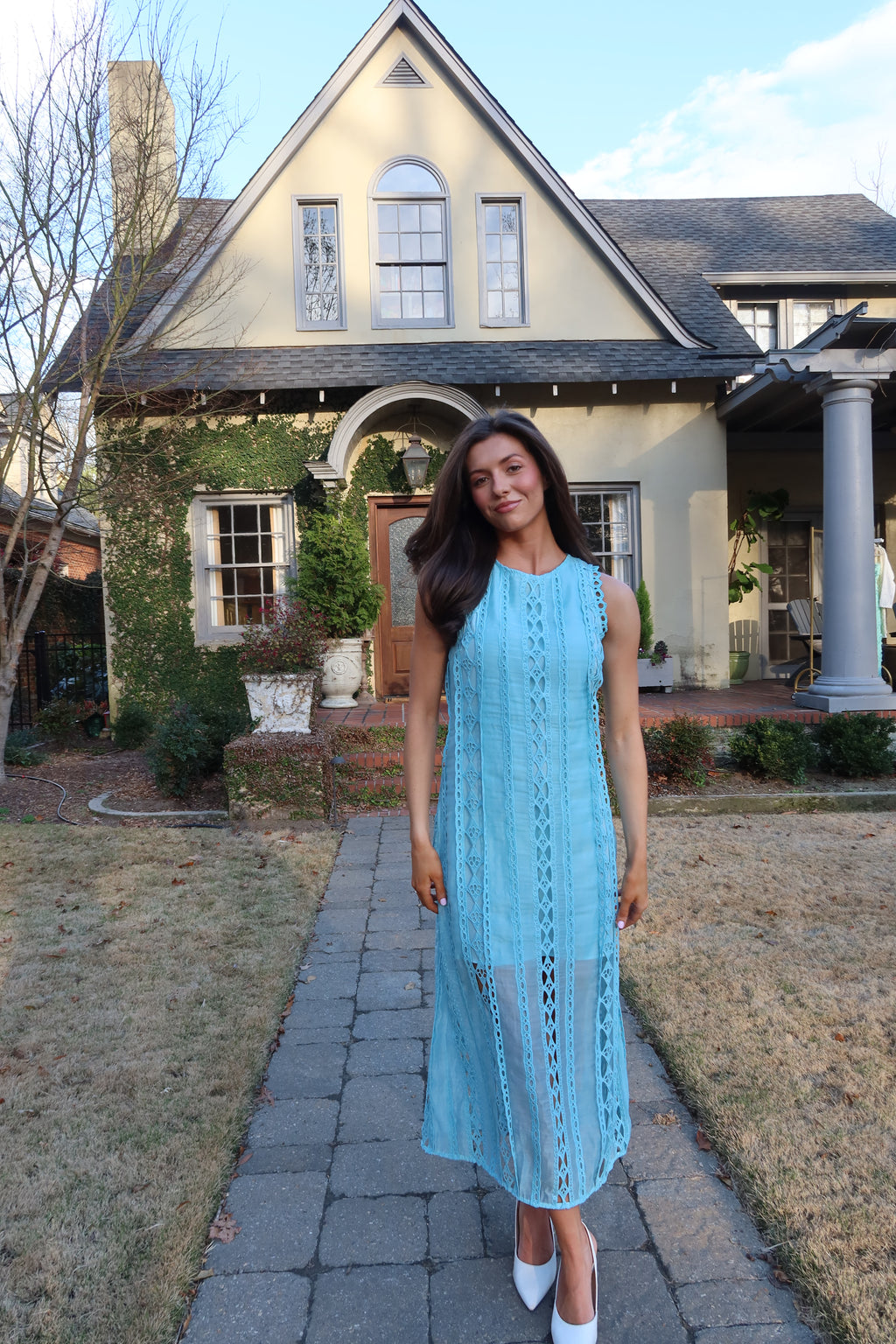 Tea at the Terrace Midi Dress- Sky Blue