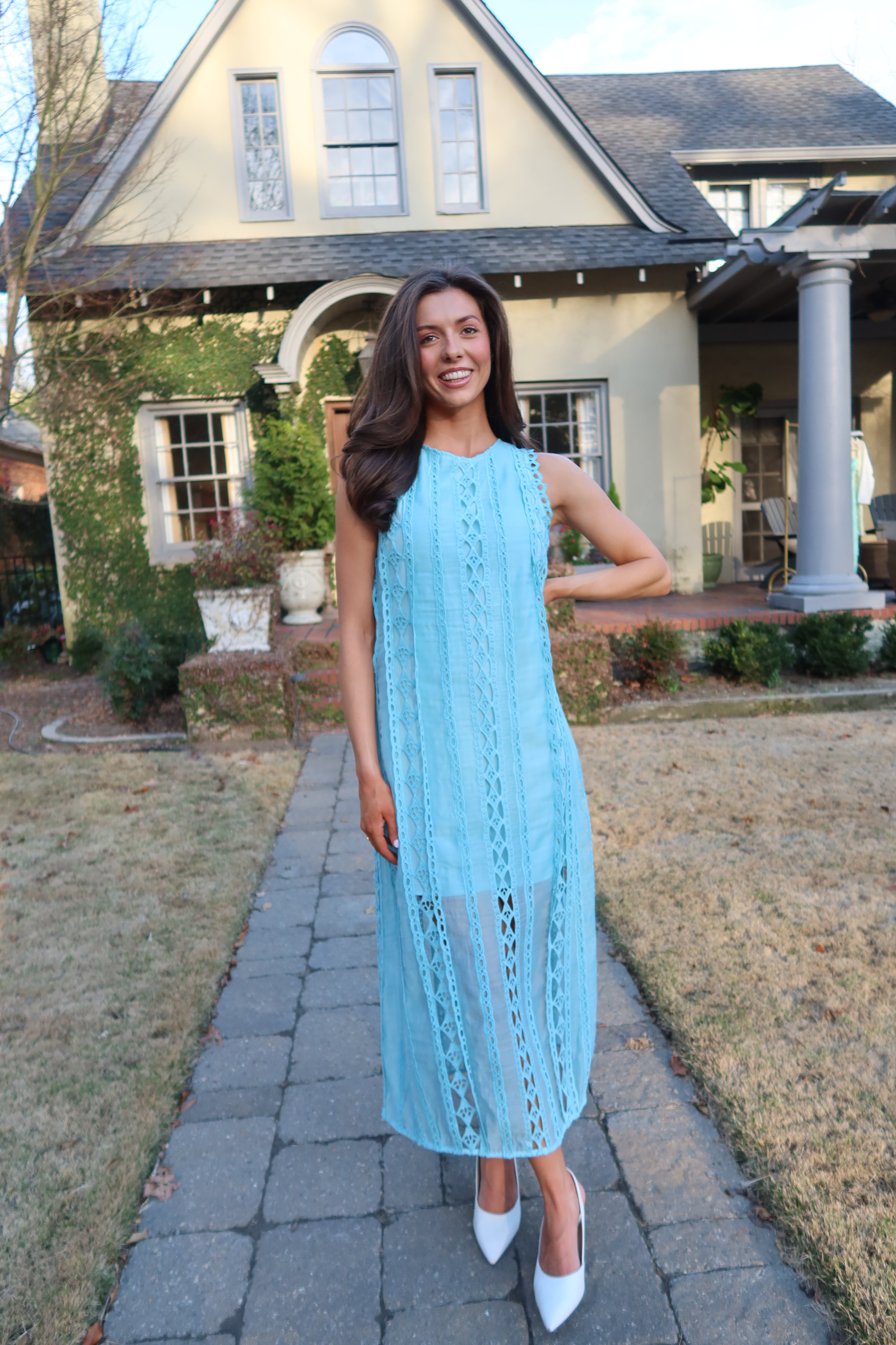 Tea at the Terrace Midi Dress- Sky Blue