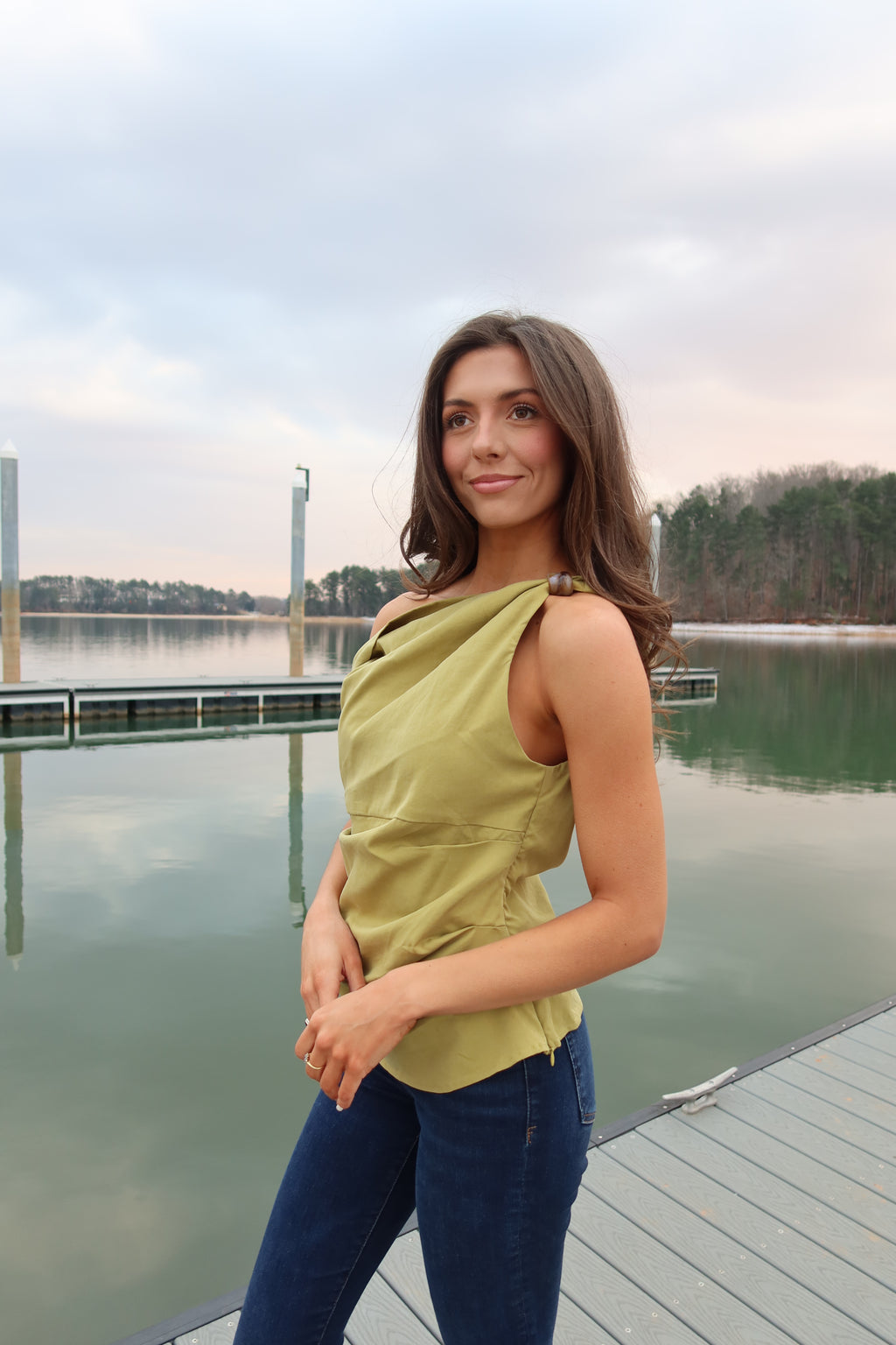 Meadow Twisted Bead Top- Chartreuse