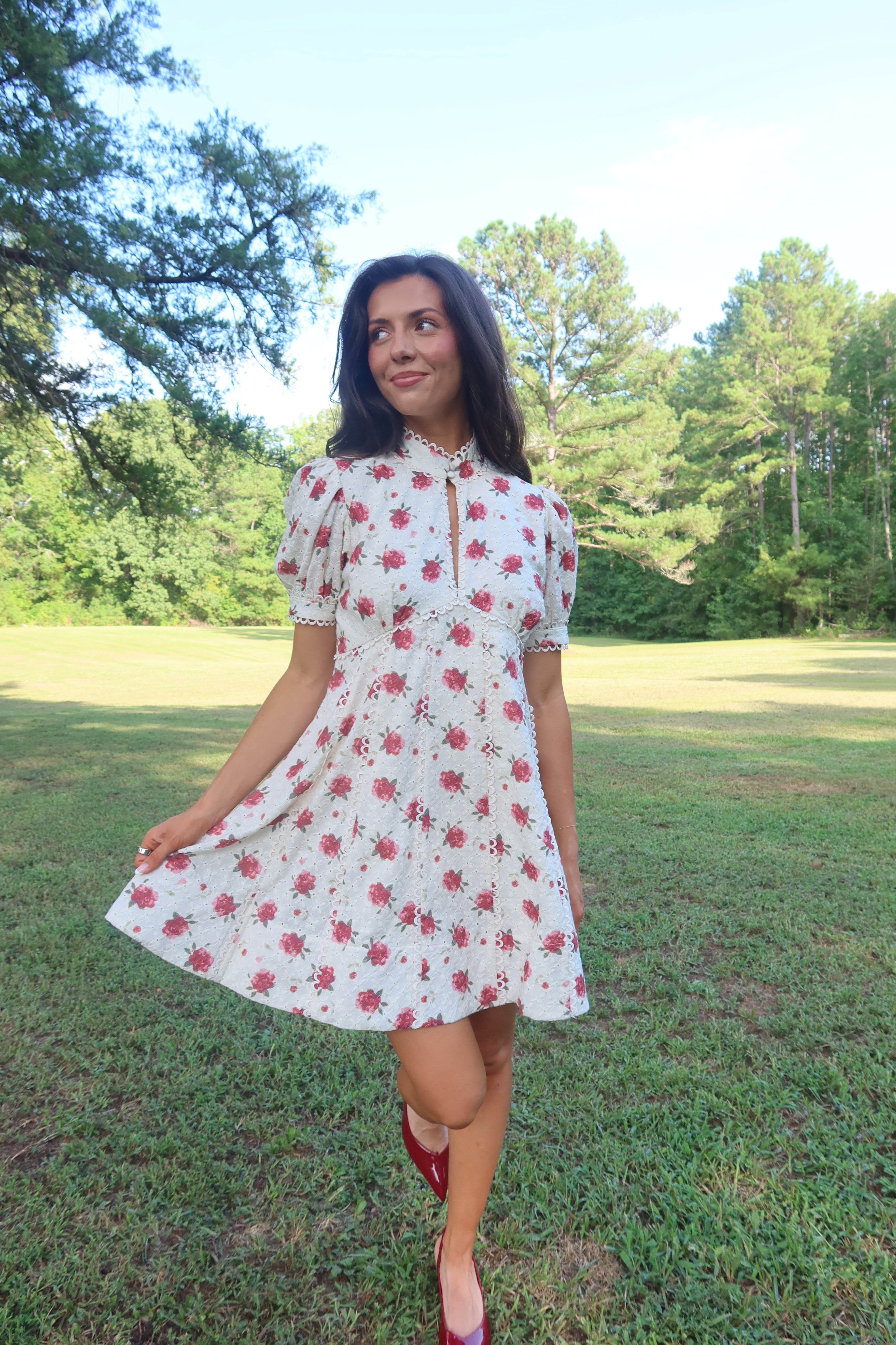 Autumn Embroidered Mini Dress- Floral