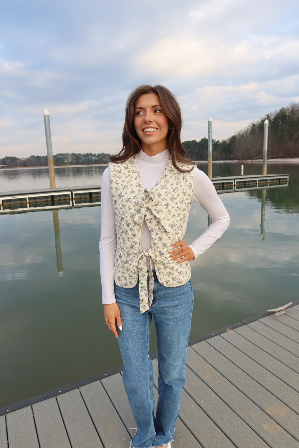 Delilah Quilted Vest- Cream