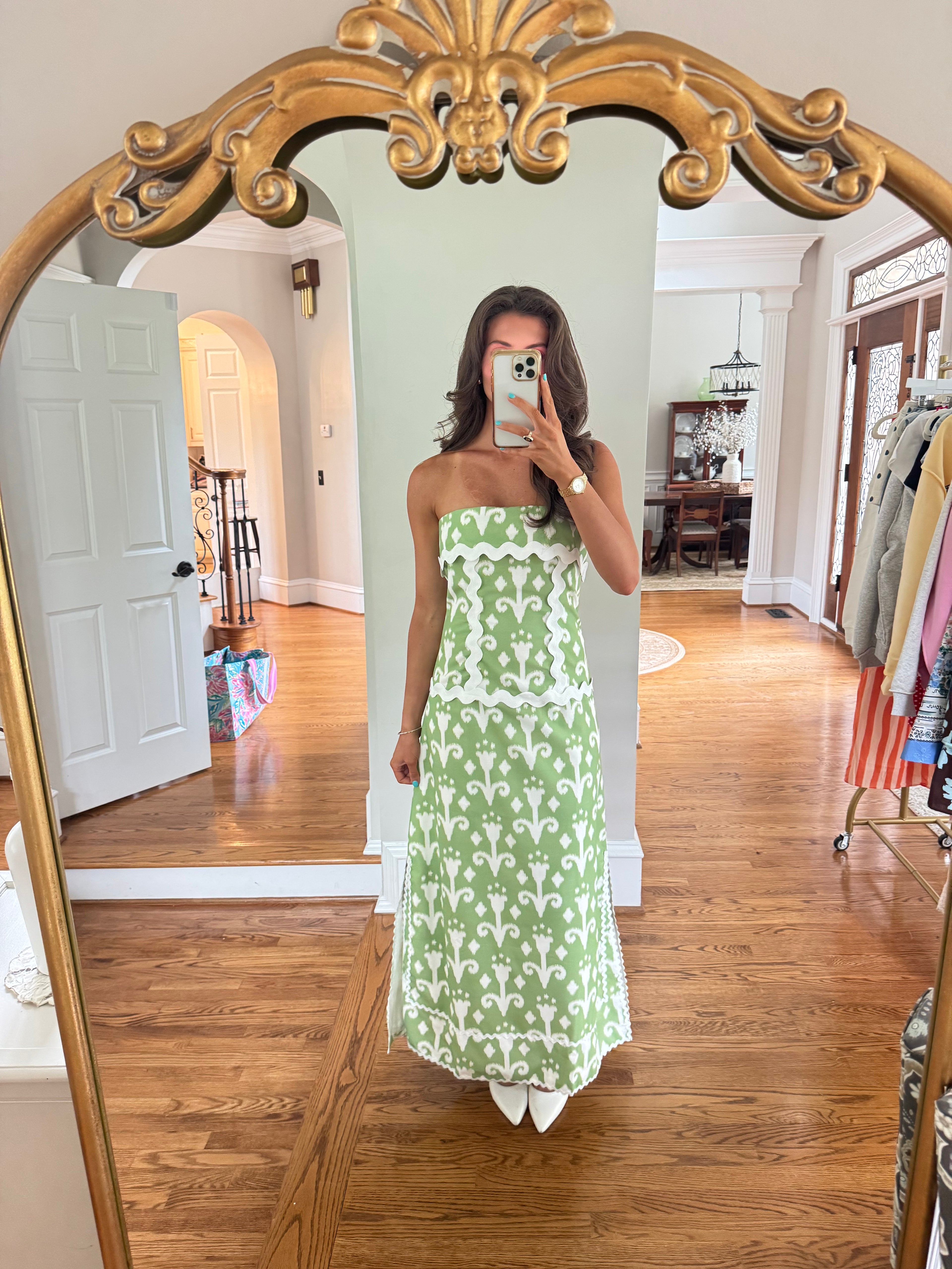 Palm Royale Maxi Dress- Green/White