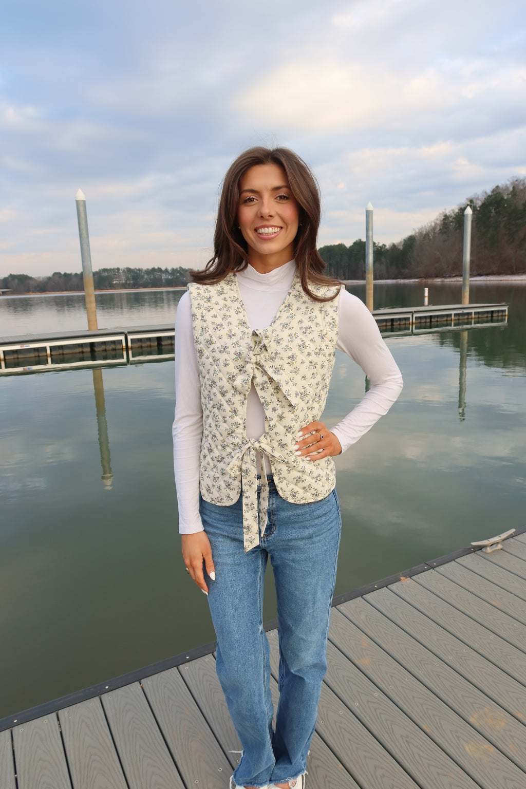 Delilah Quilted Vest- Cream