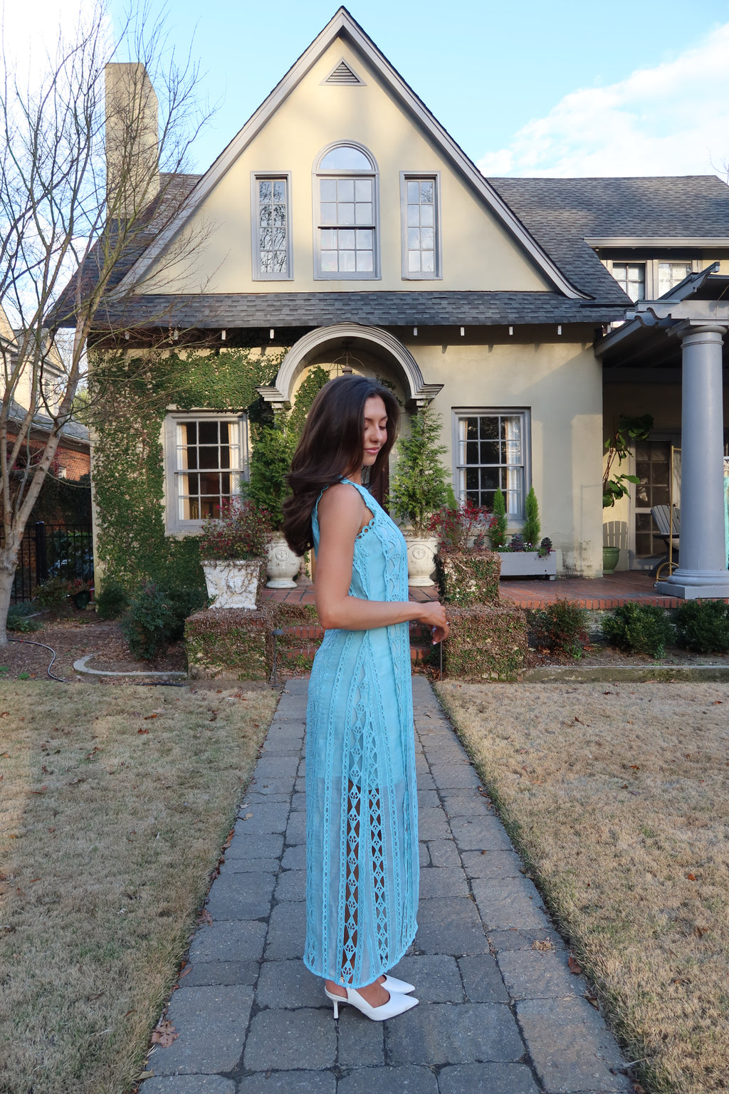 Tea at the Terrace Midi Dress- Sky Blue