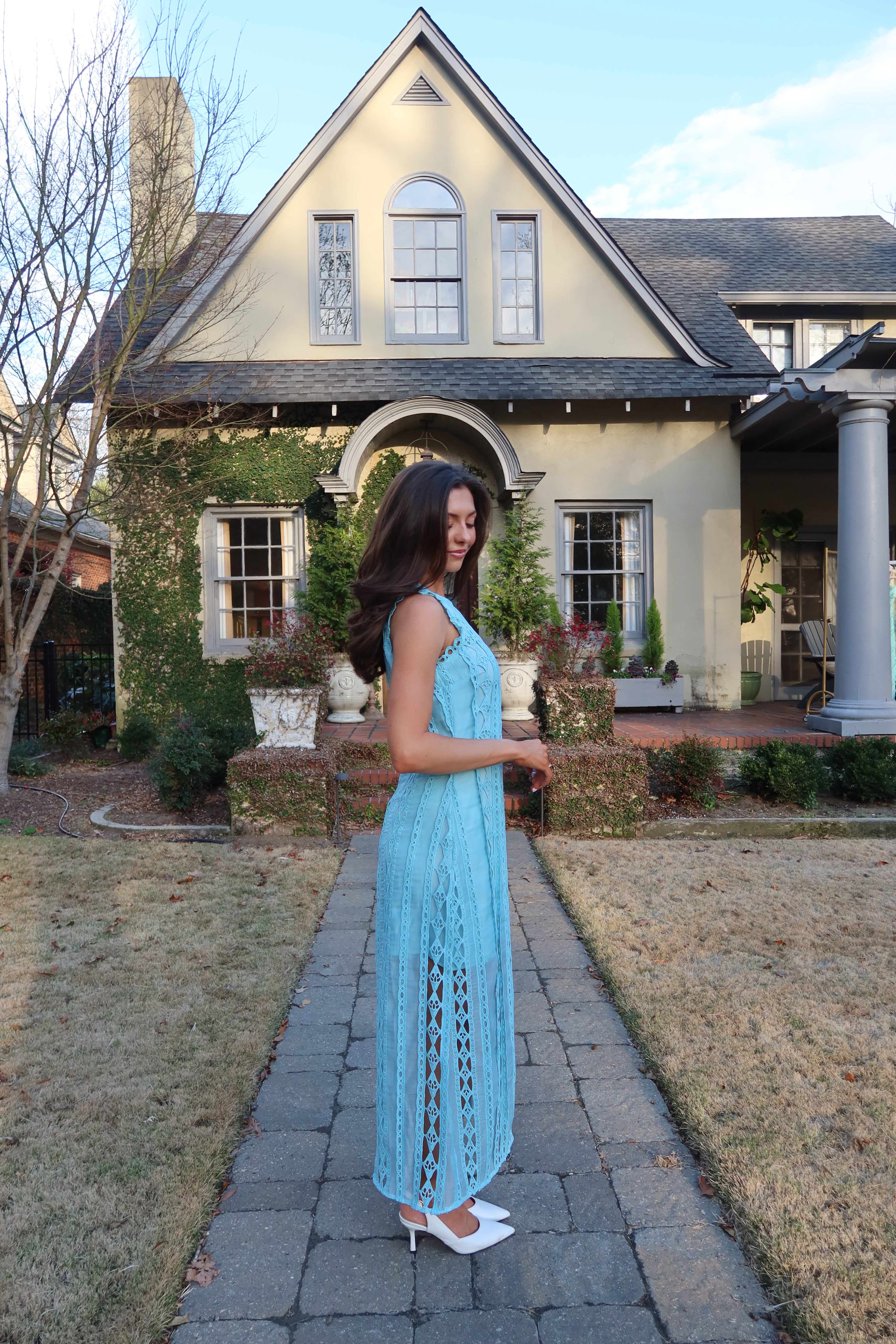 Tea at the Terrace Midi Dress- Sky Blue