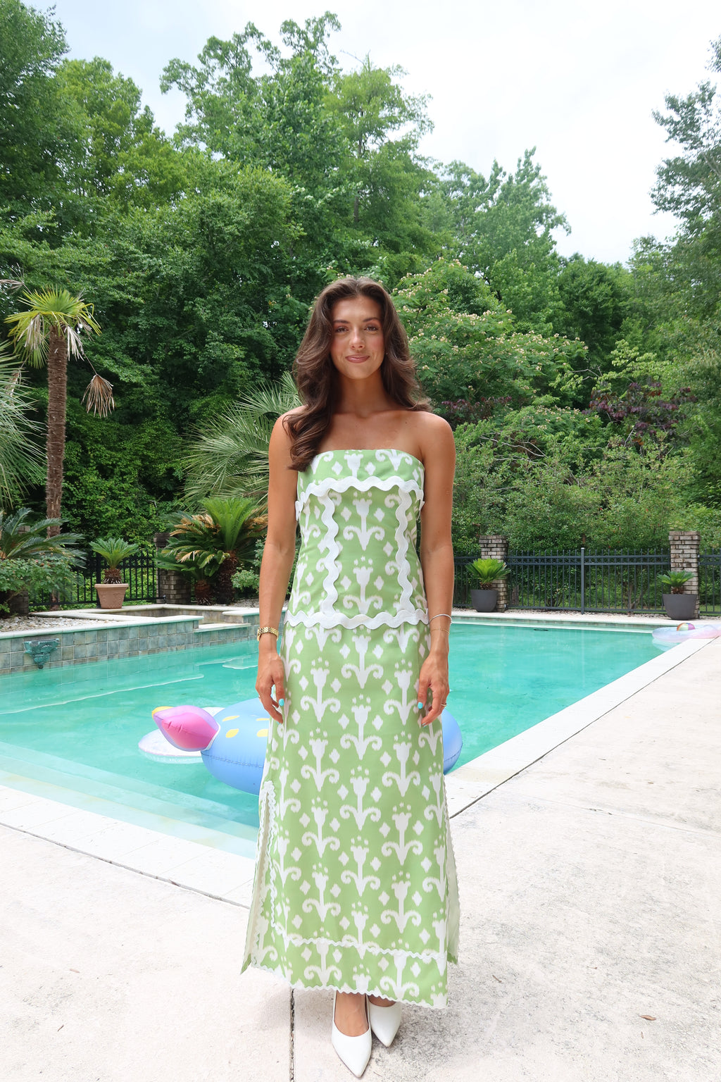 Palm Royale Maxi Dress- Green/White