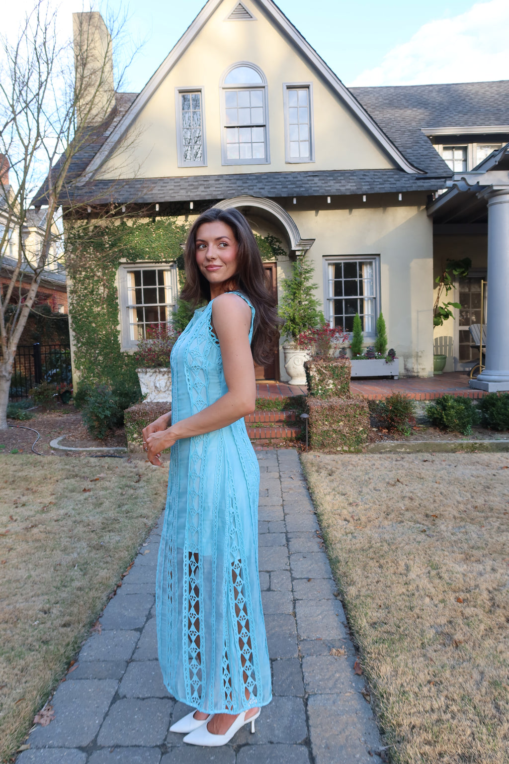 Tea at the Terrace Midi Dress- Sky Blue