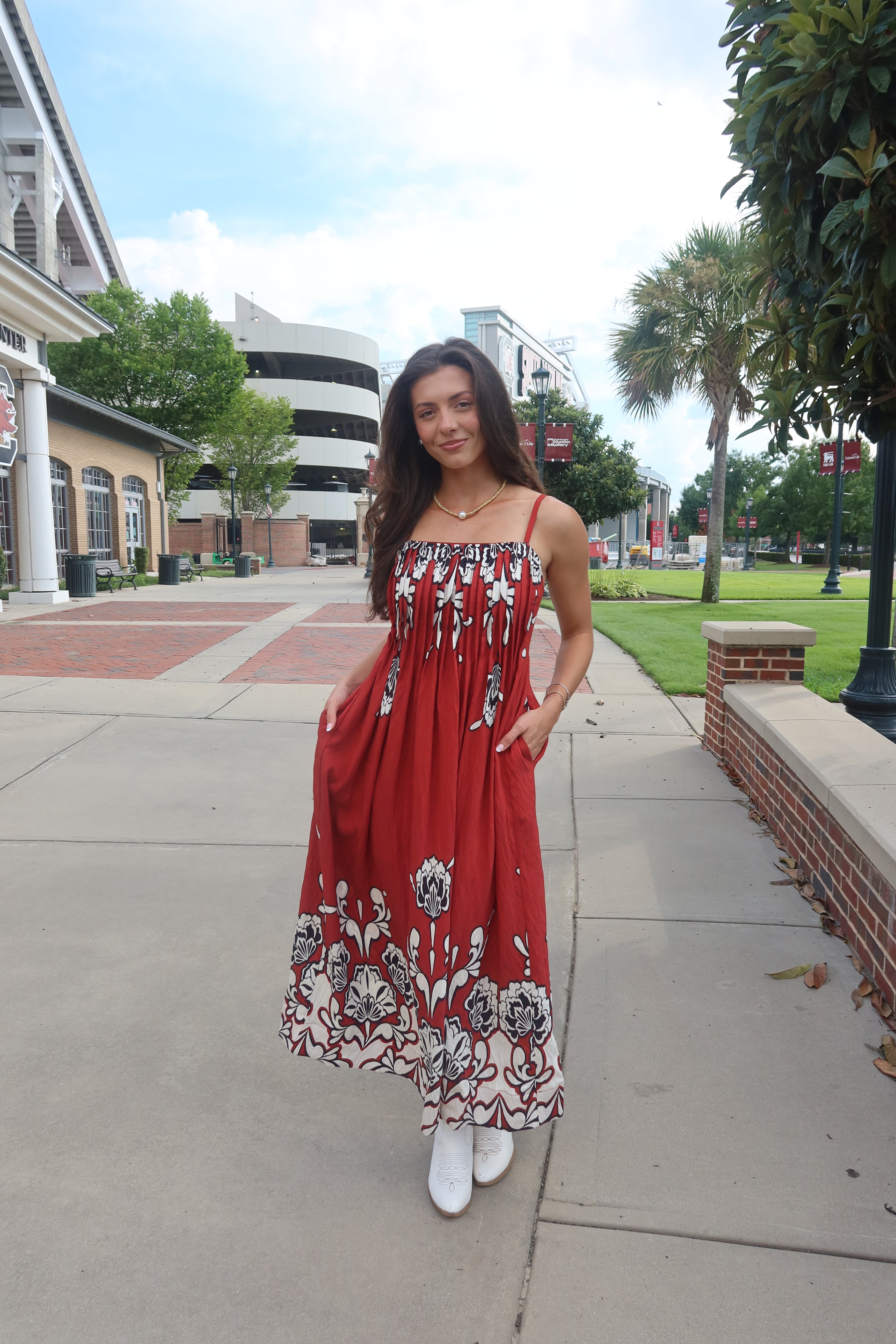 Carolina Walk Maxi Dress- Brick