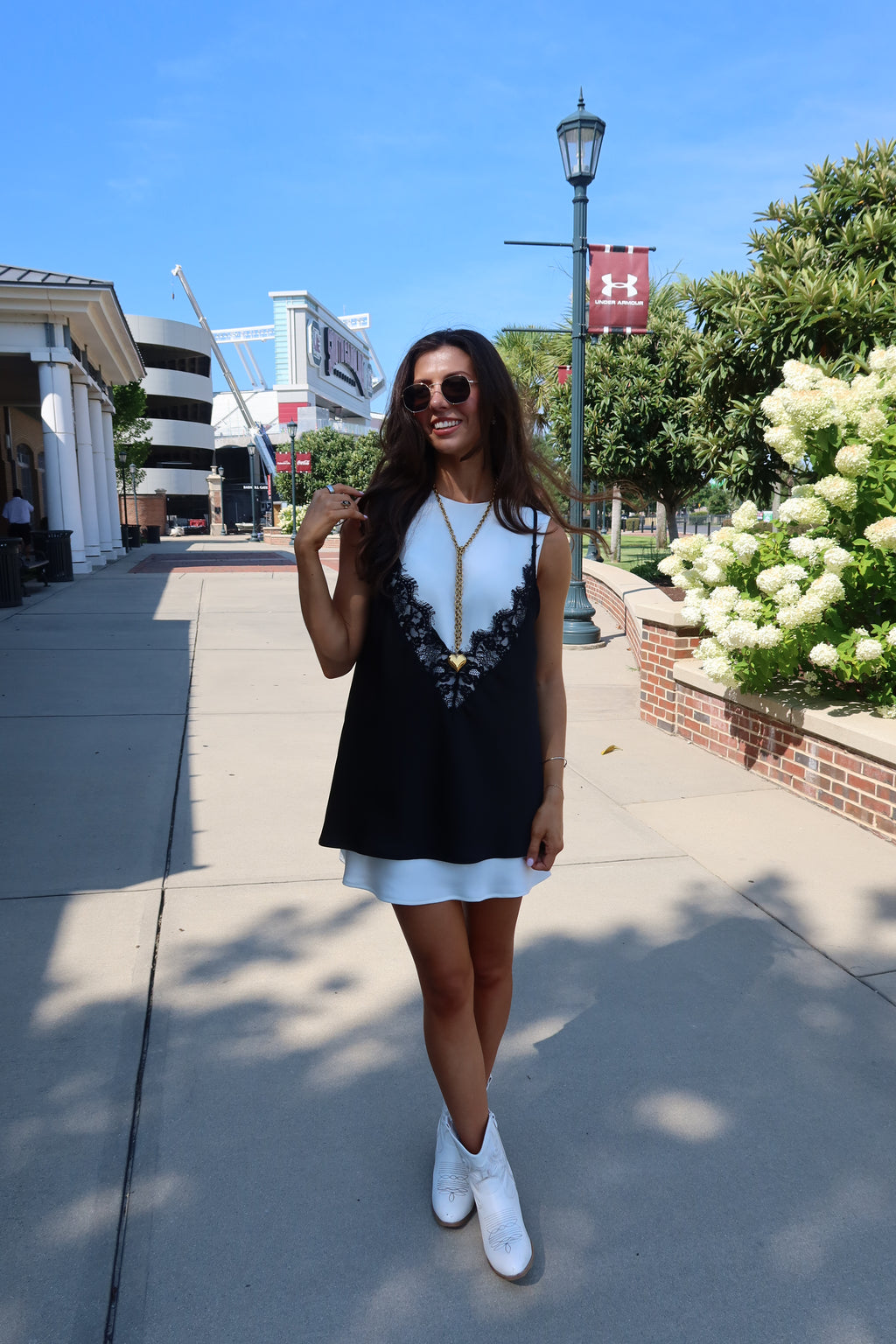 Downtown Mini Dress- White/Black