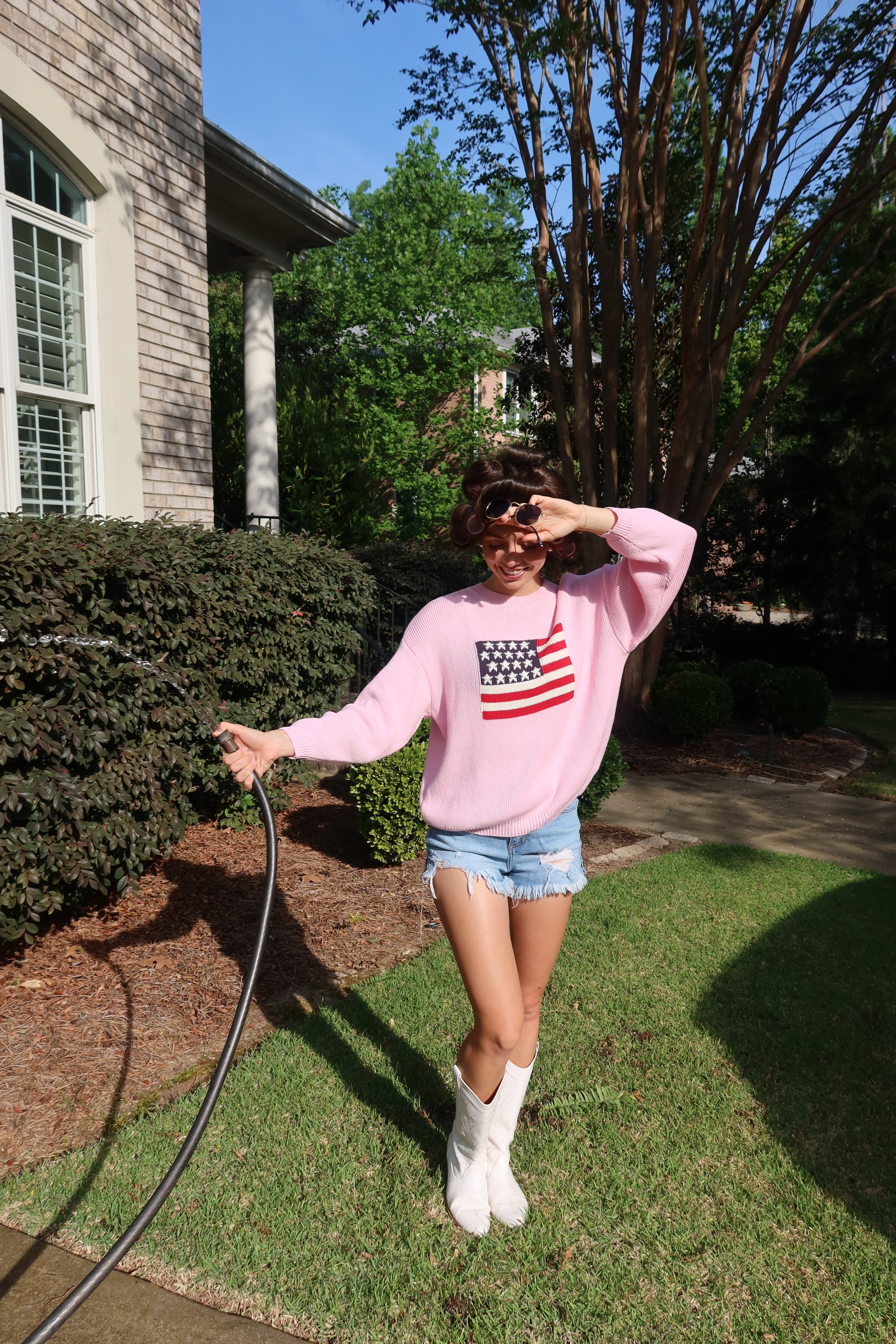 American Girl Flag Sweater- Pink