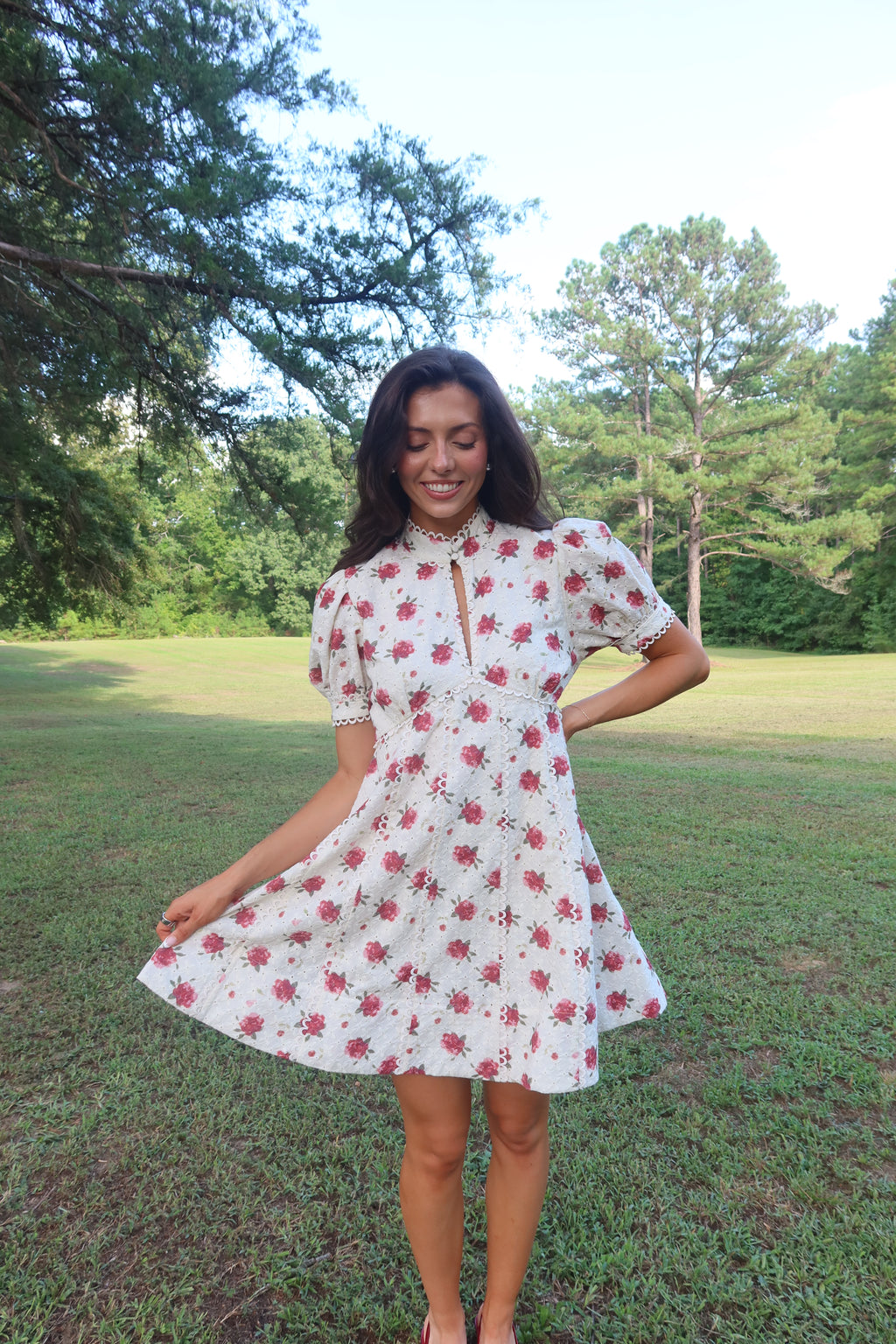 Autumn Embroidered Mini Dress- Floral
