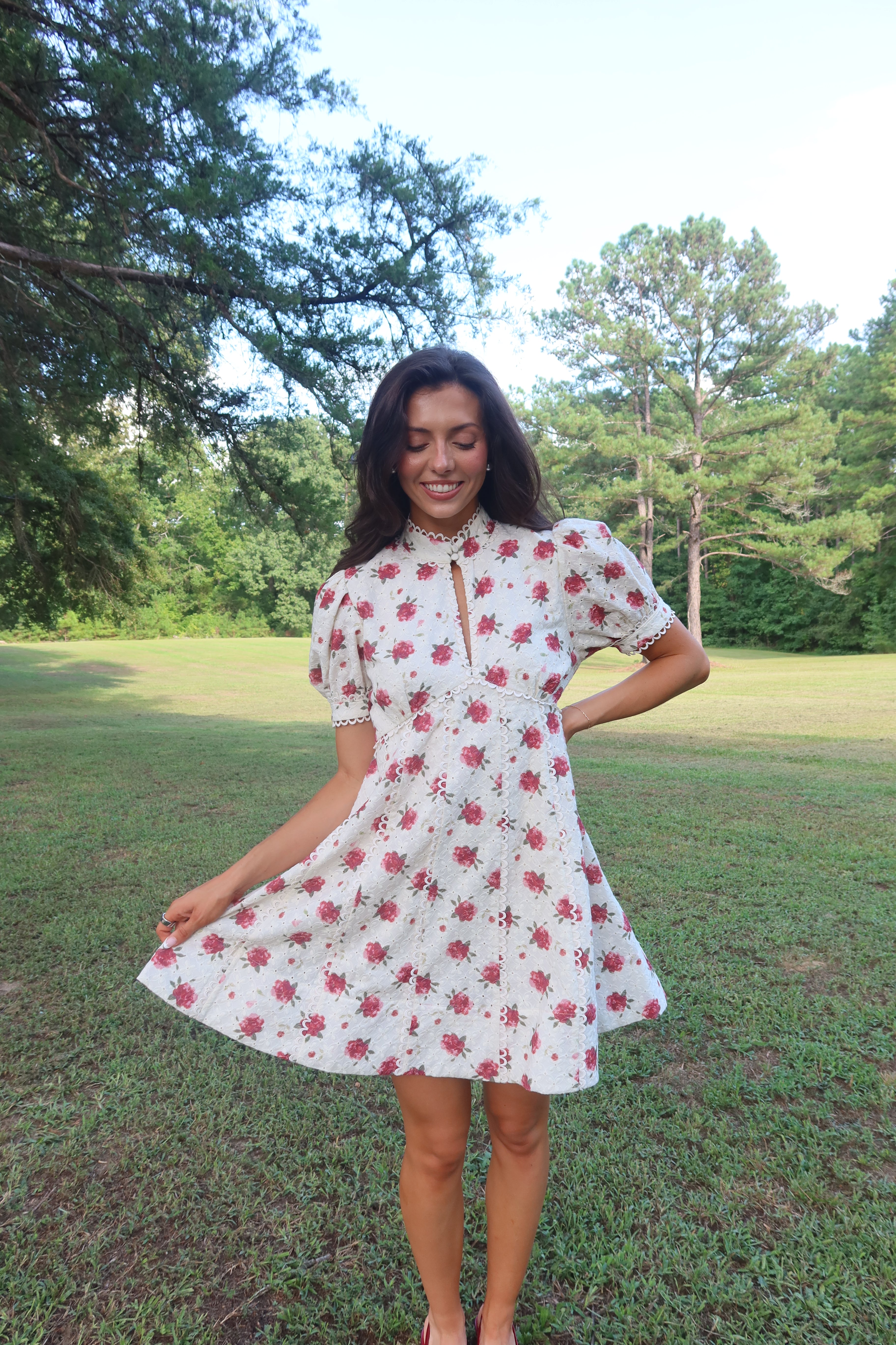 Autumn Embroidered Mini Dress- Floral