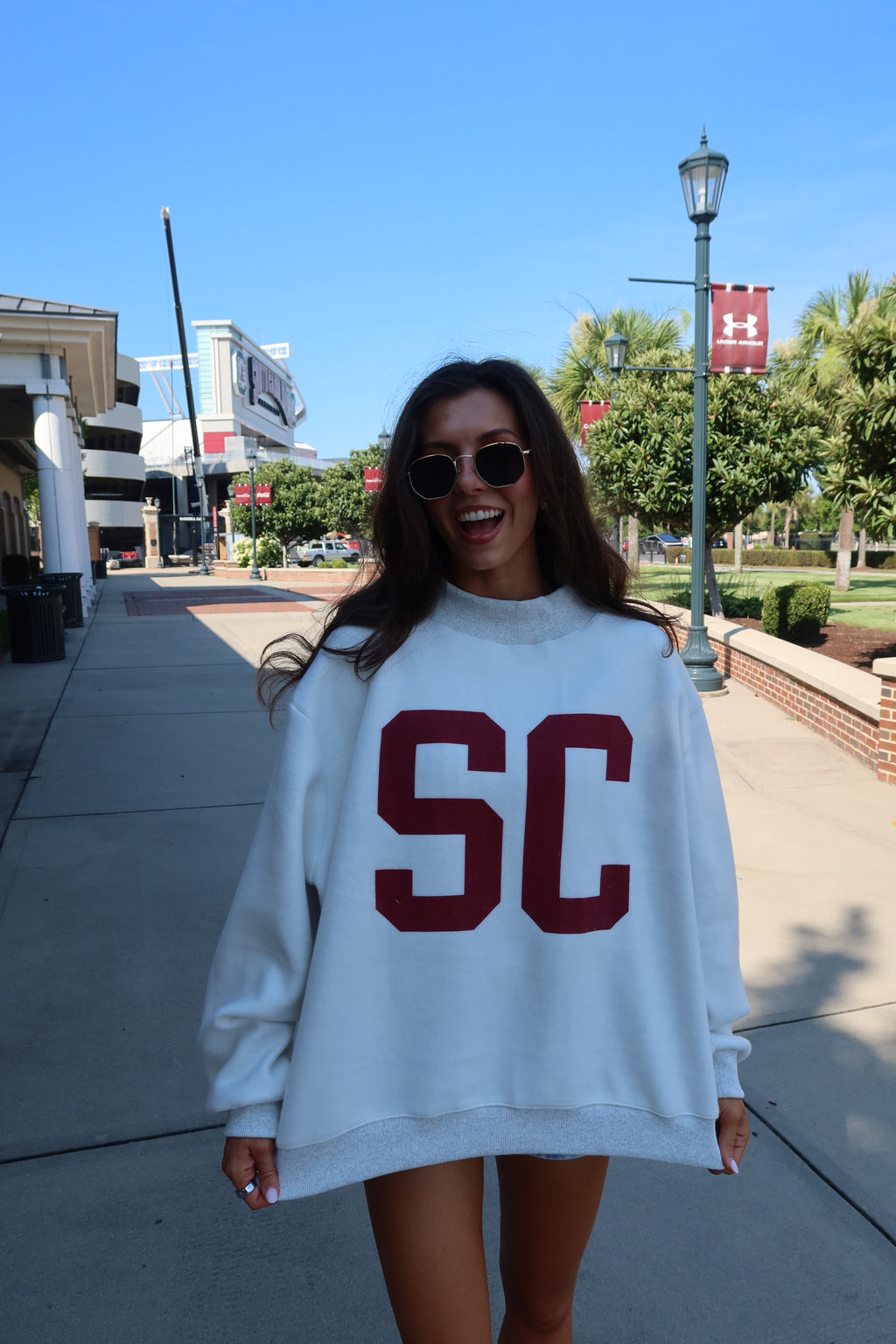 South Carolina/SC Reversible Sweatshirt- Ash Grey
