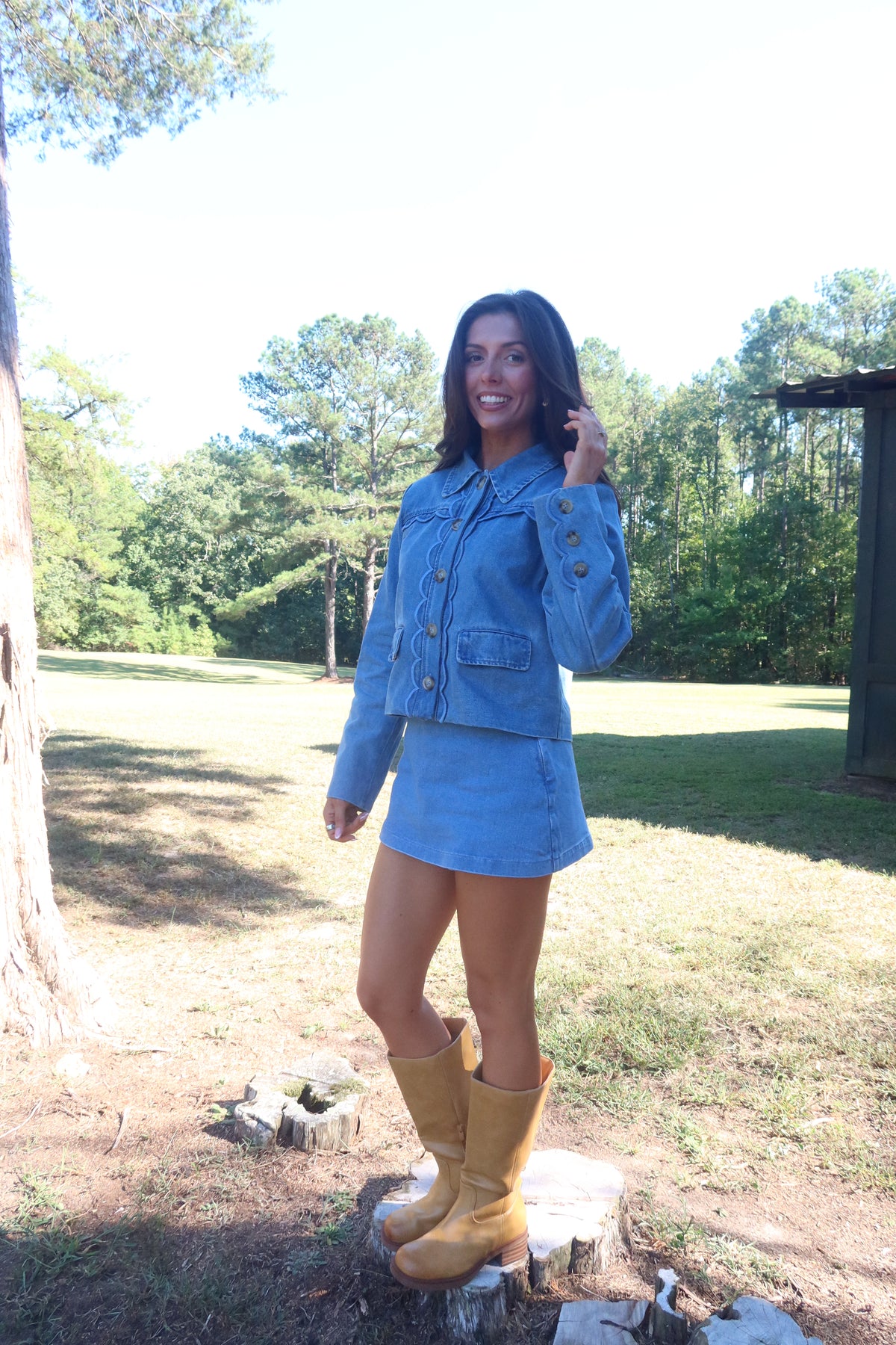 Dakota Scallop Denim Jacket- Denim