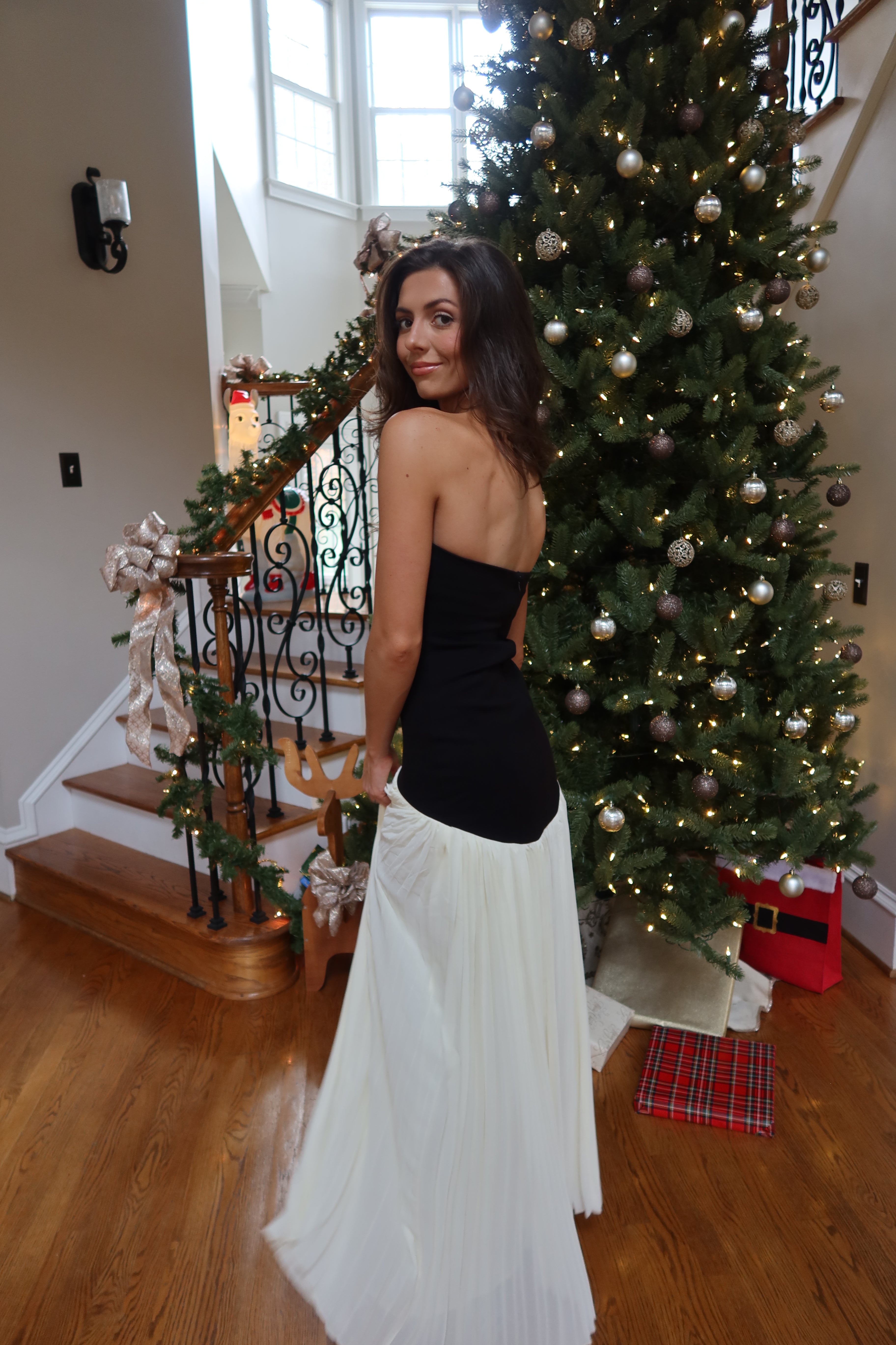 Serena Drop Waist Maxi Dress- Black/Cream
