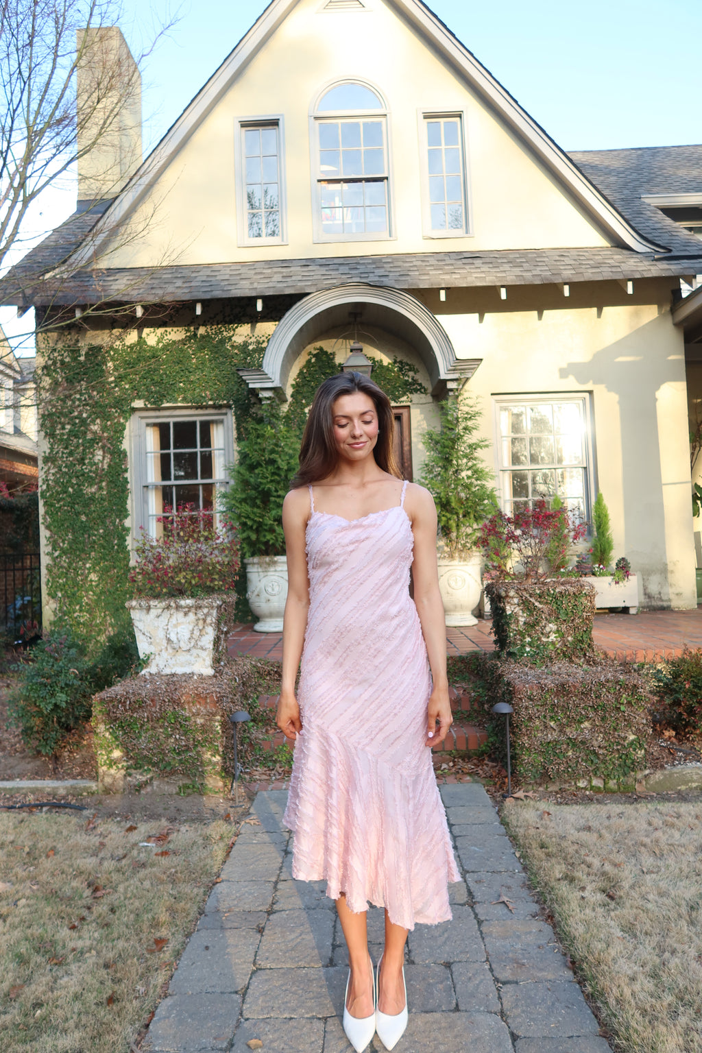 Garden Party Waltz Midi Dress- Rose Pink