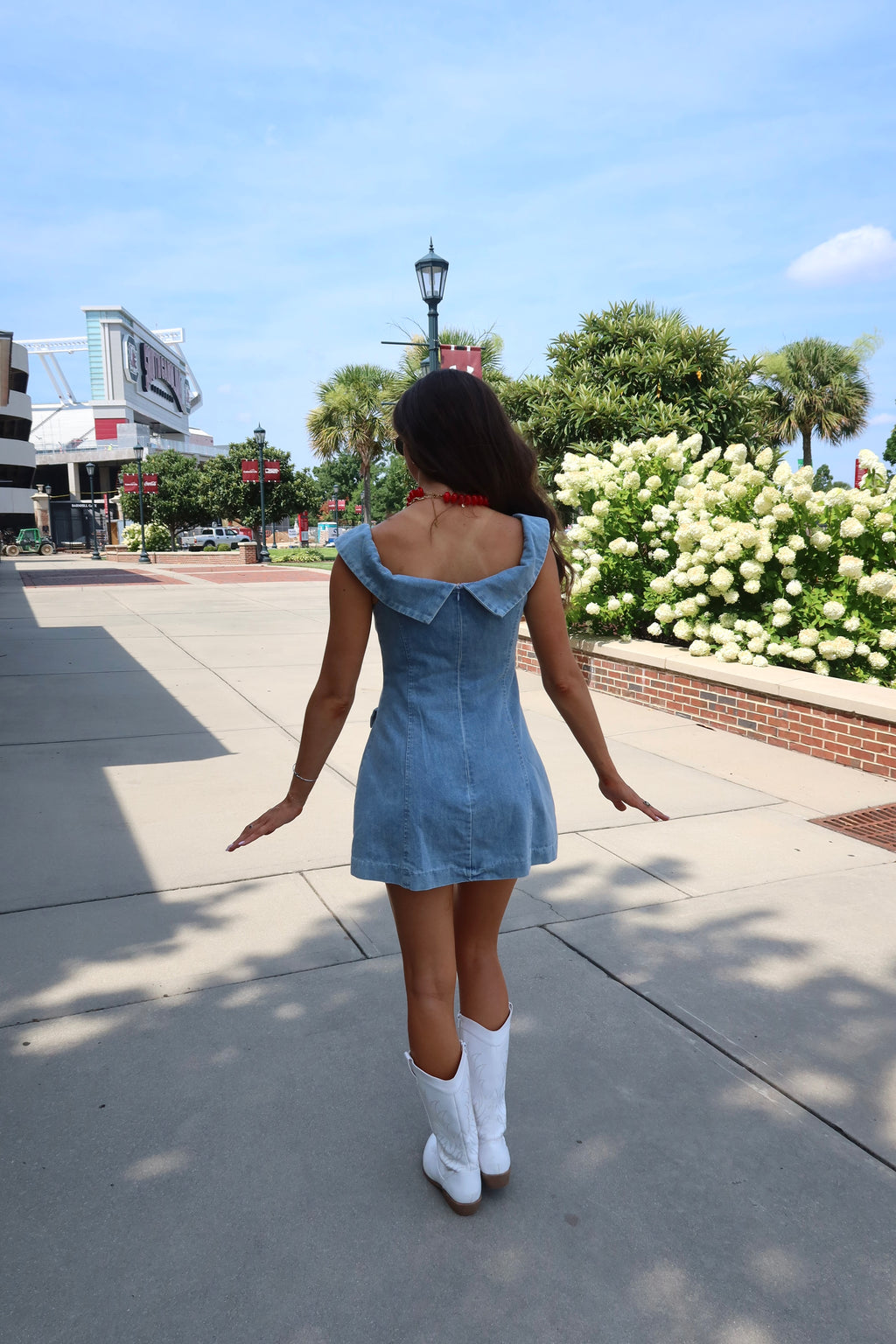 Bleacher Babe Denim Mini Dress- Denim