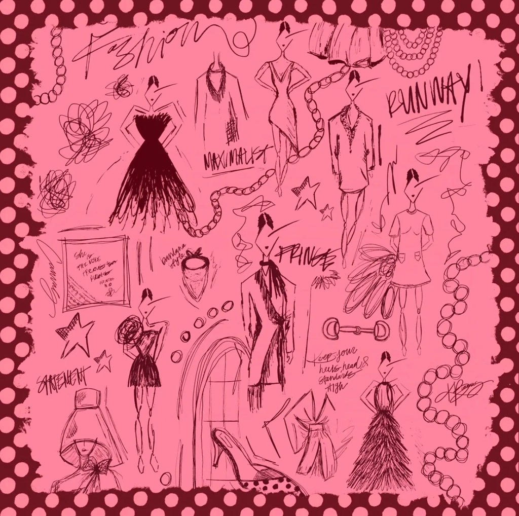 Fashion Sketch Silk Scarf- 35x35