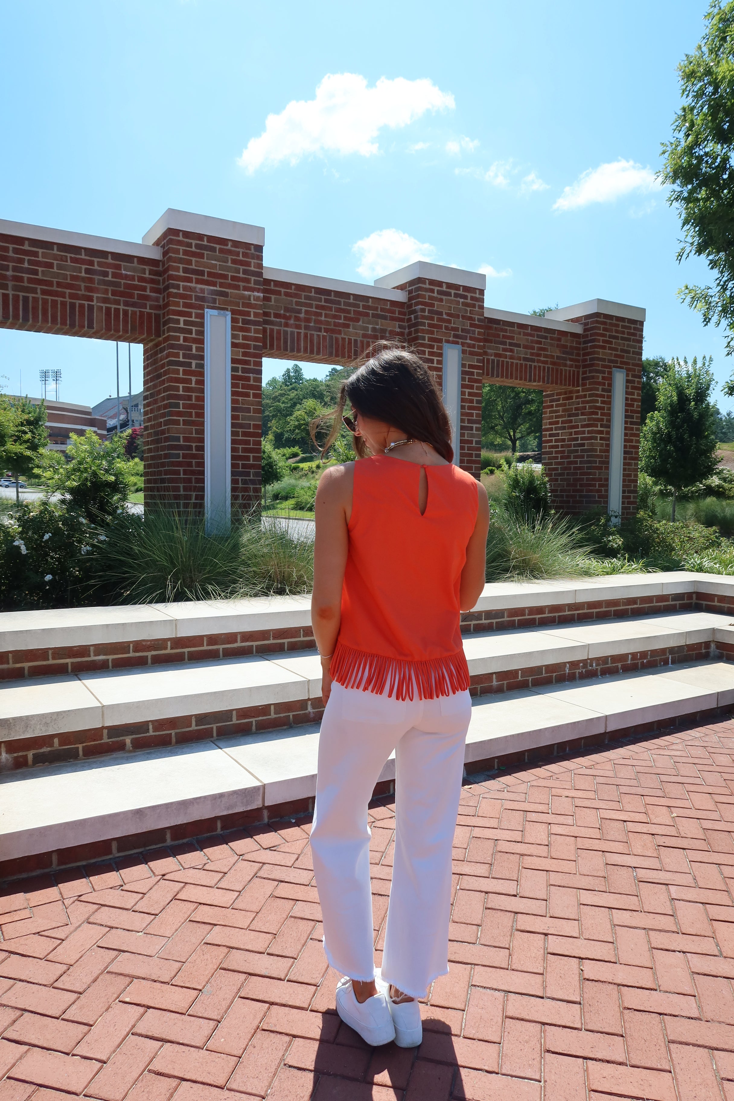First Down Fringe Top- Orange
