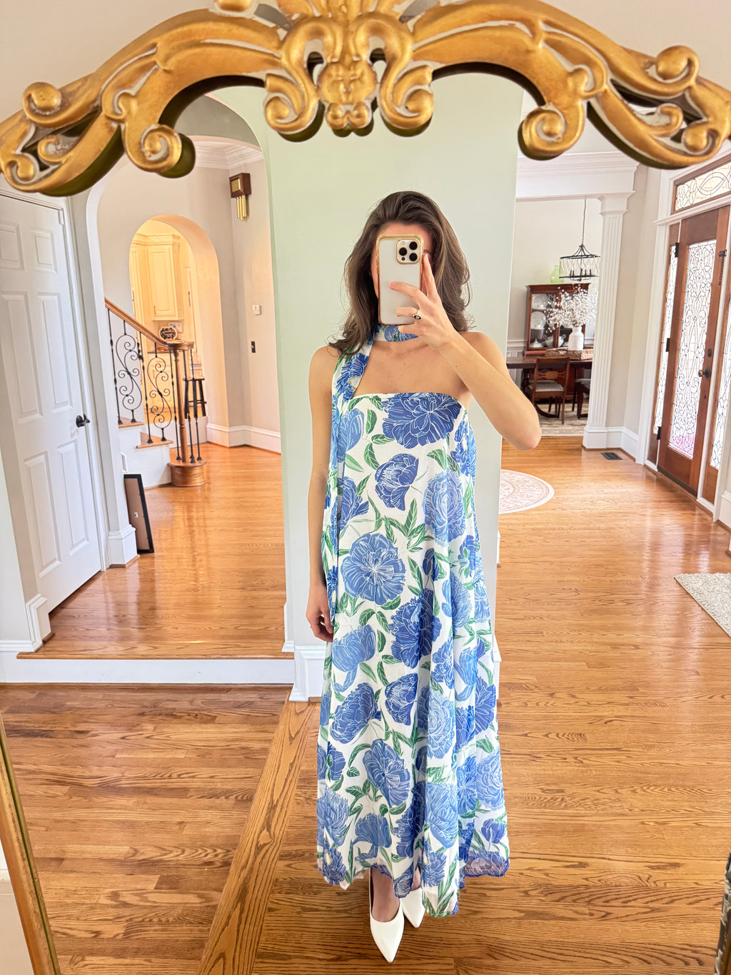 Cape Cod Scarf Maxi Dress- Blue