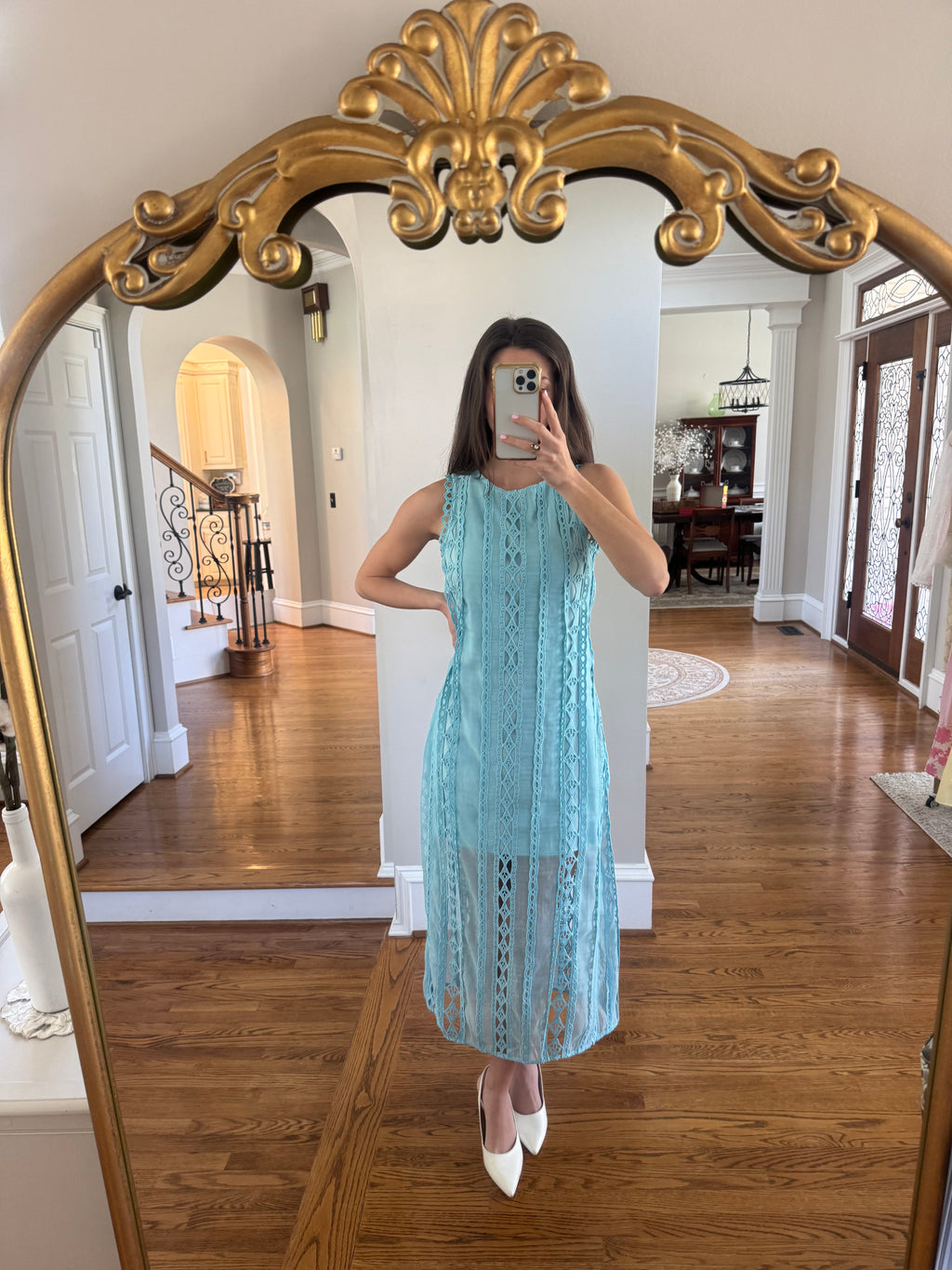 Tea at the Terrace Midi Dress- Sky Blue