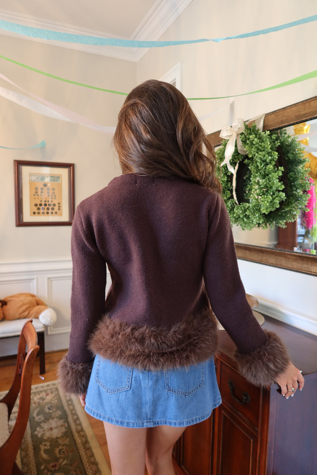 Manhattan Fur Cardigan- Brown