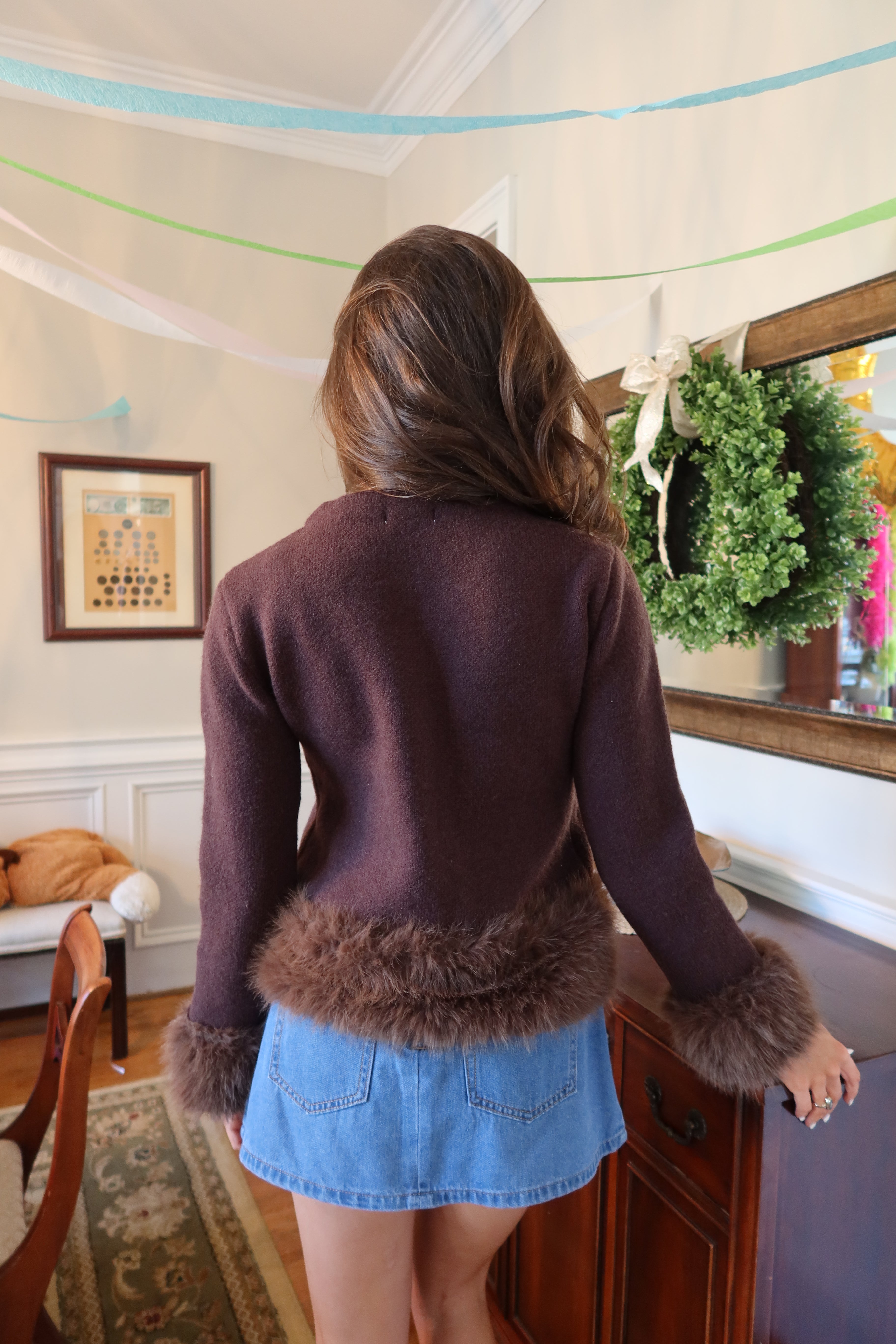 Manhattan Fur Cardigan- Brown