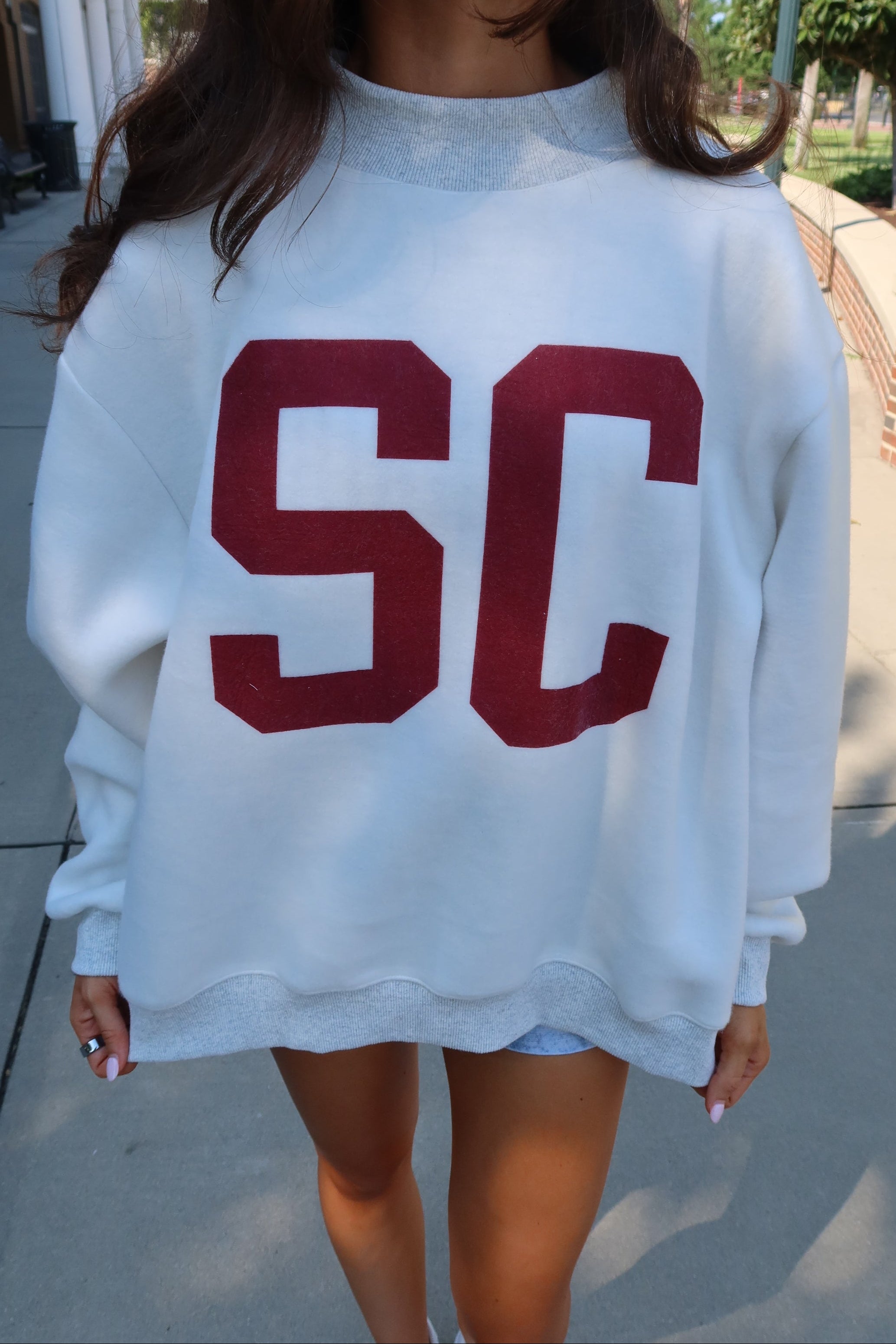 South Carolina/SC Reversible Sweatshirt- Ash Grey