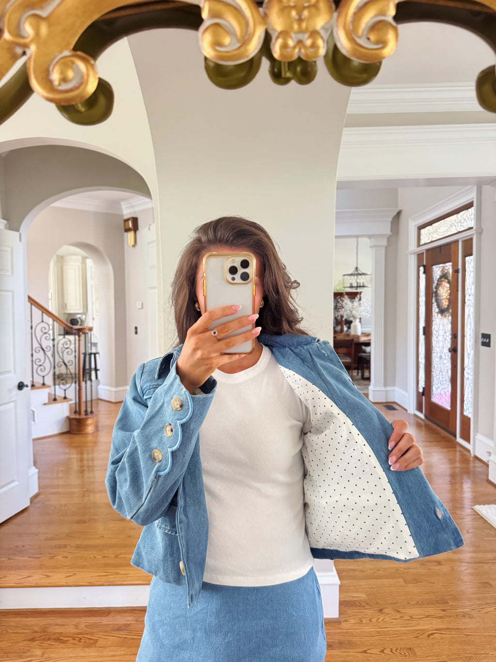 Dakota Scallop Denim Jacket- Denim