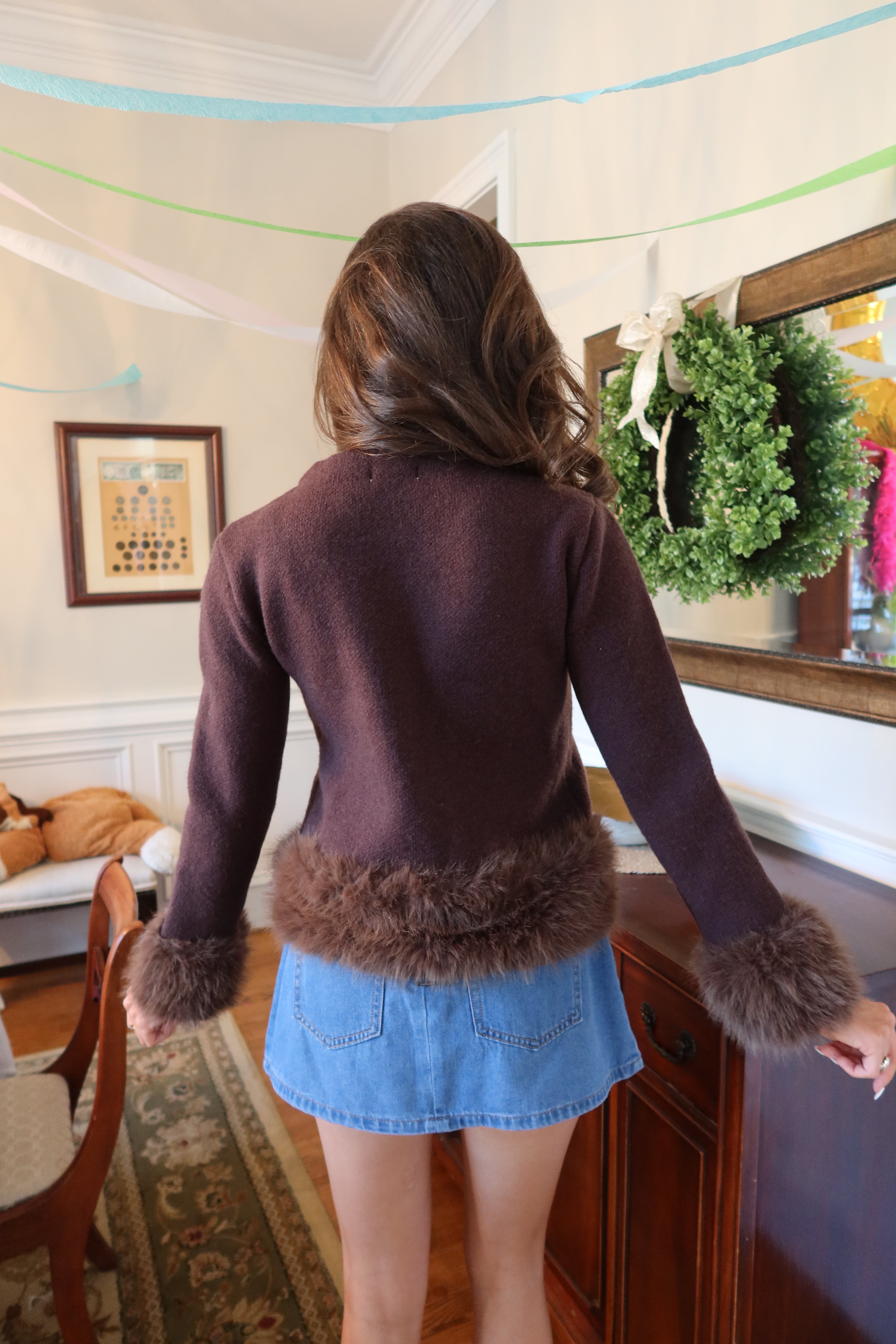Manhattan Fur Cardigan- Brown