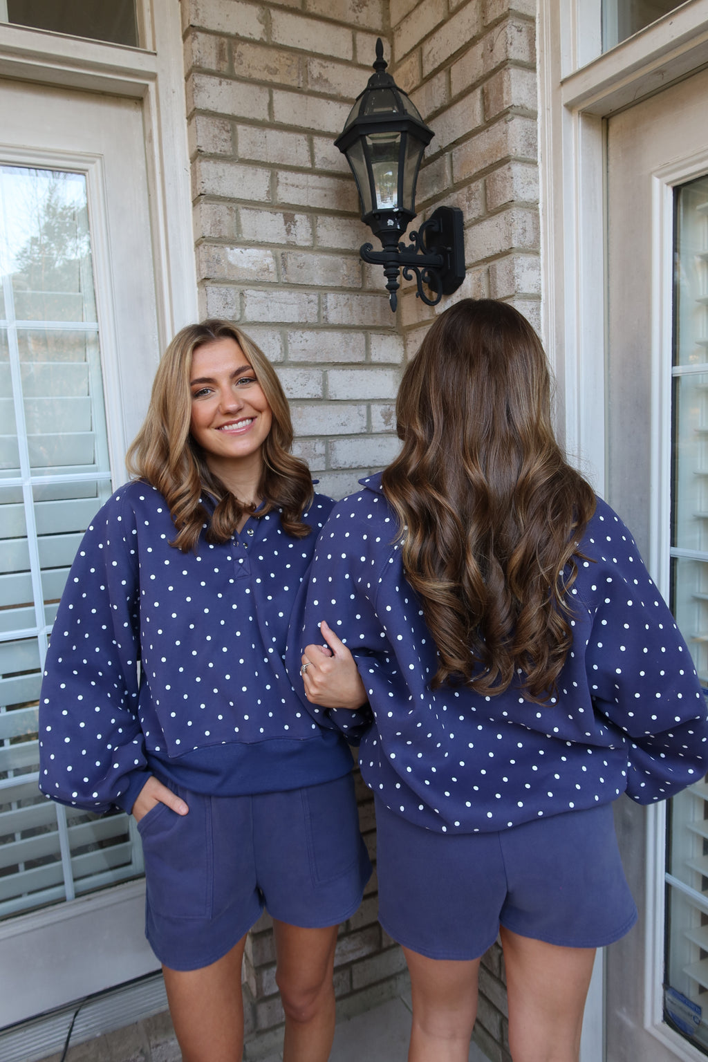 Carson Polka Dot Pullover- Navy
