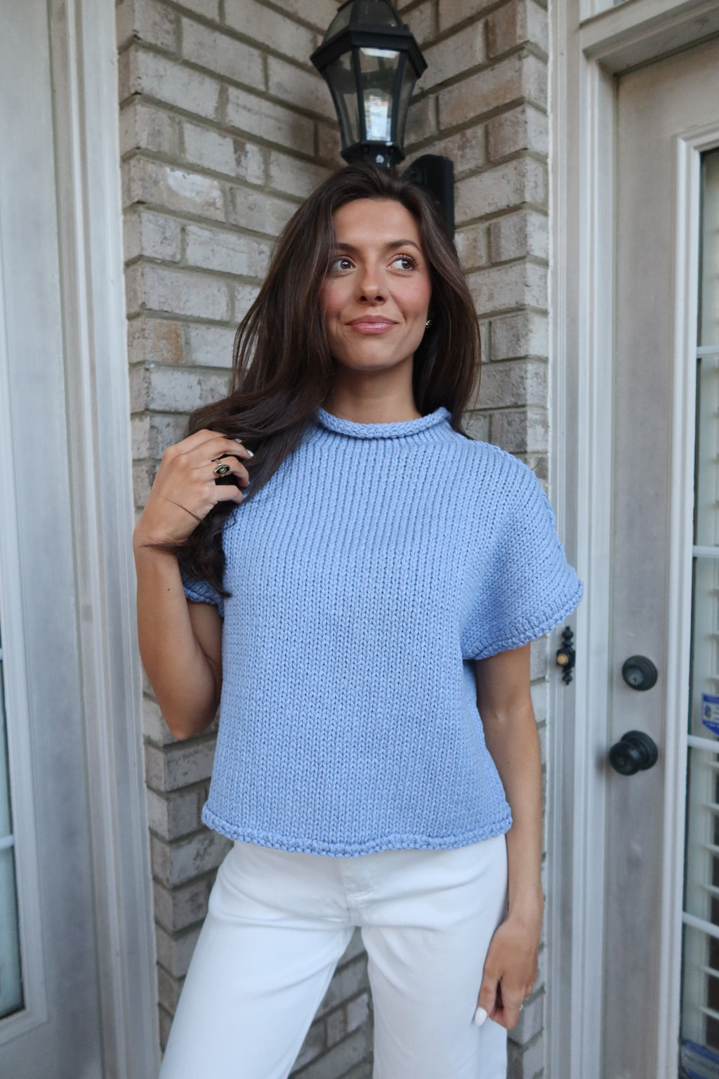 Mallory Chunky Knit Sweater- Sky Blue