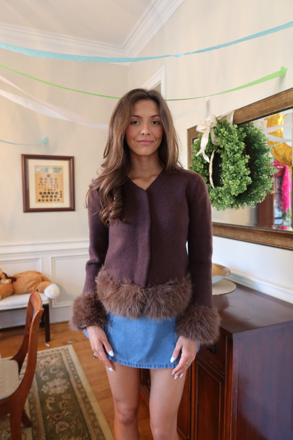 Manhattan Fur Cardigan- Brown